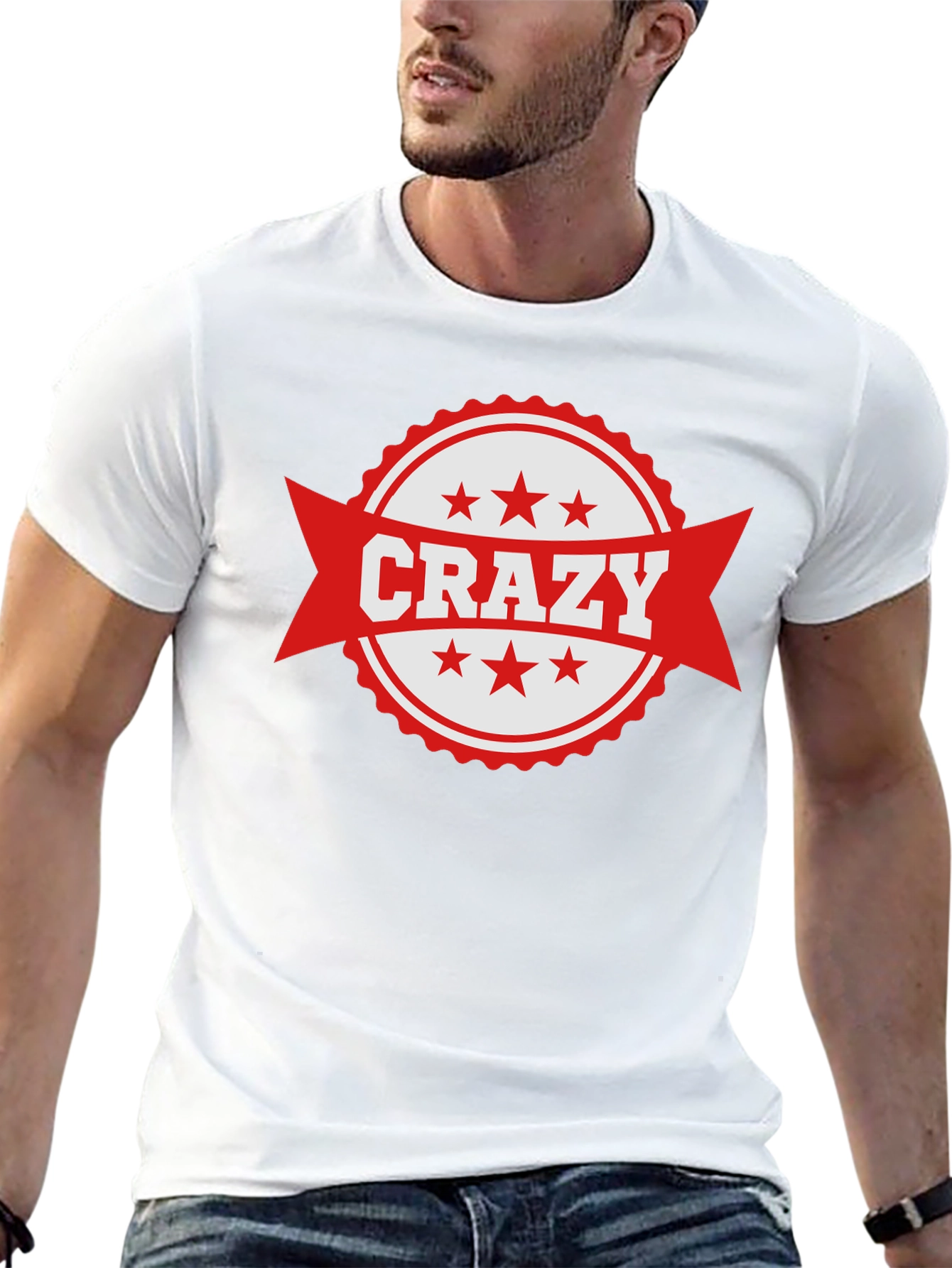 Mens Crazy Graphic Print Black T-Shirt