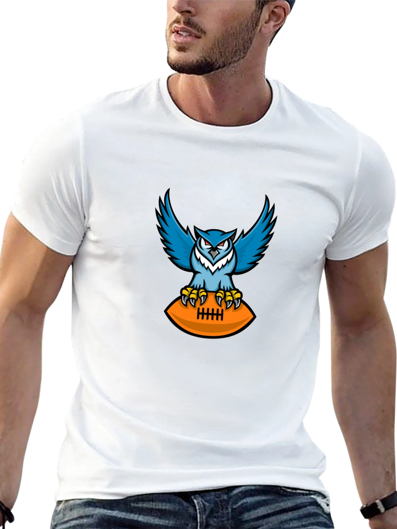 Owl Football Graphic Tee - Mens Black T-Shirt