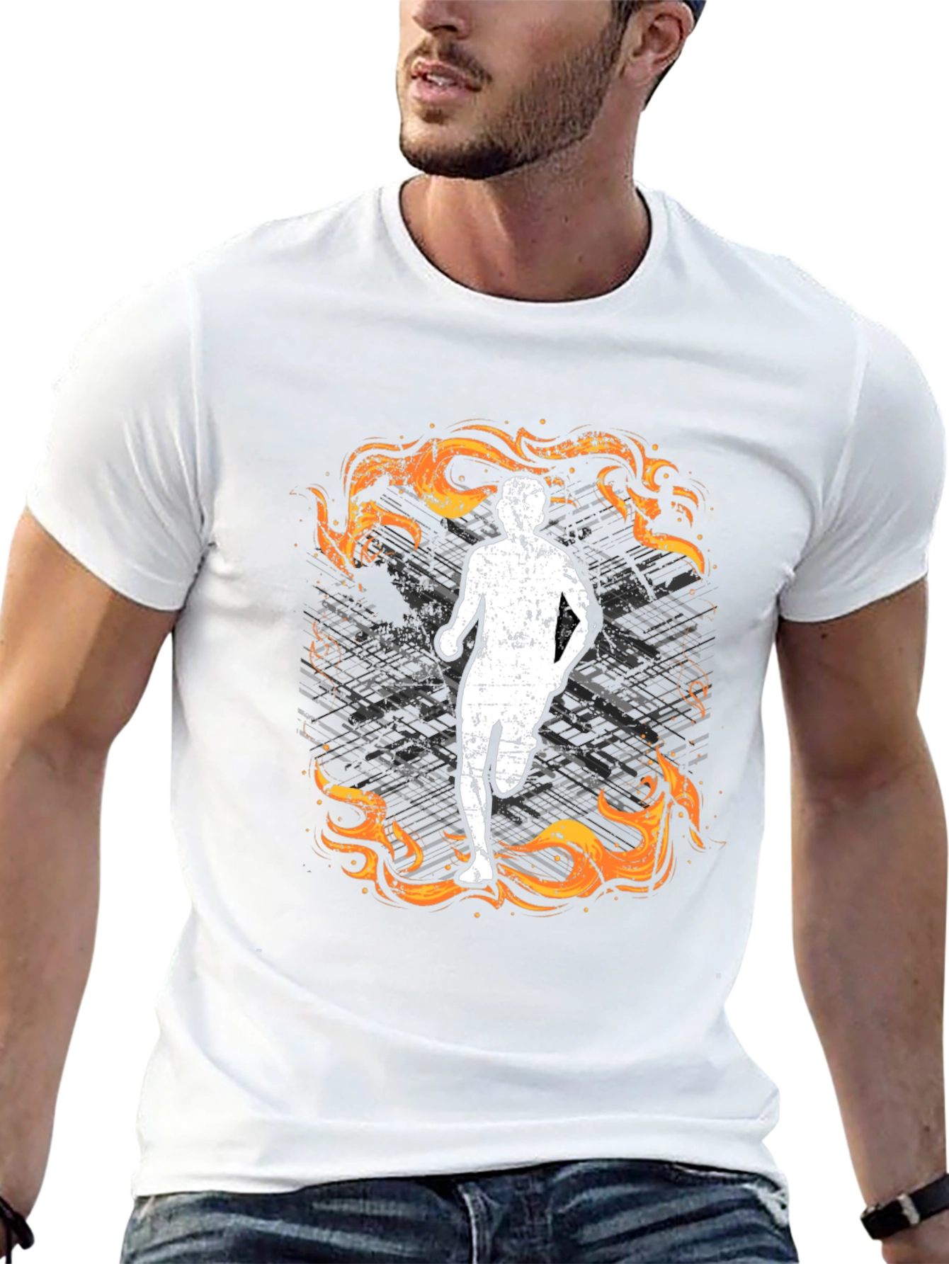 Runner in Flames Graphic T-Shirt