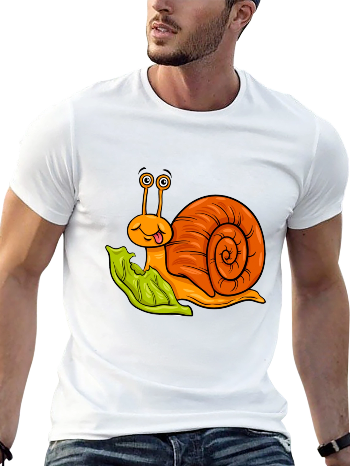 Cartoon Snail Graphic Tee - Black