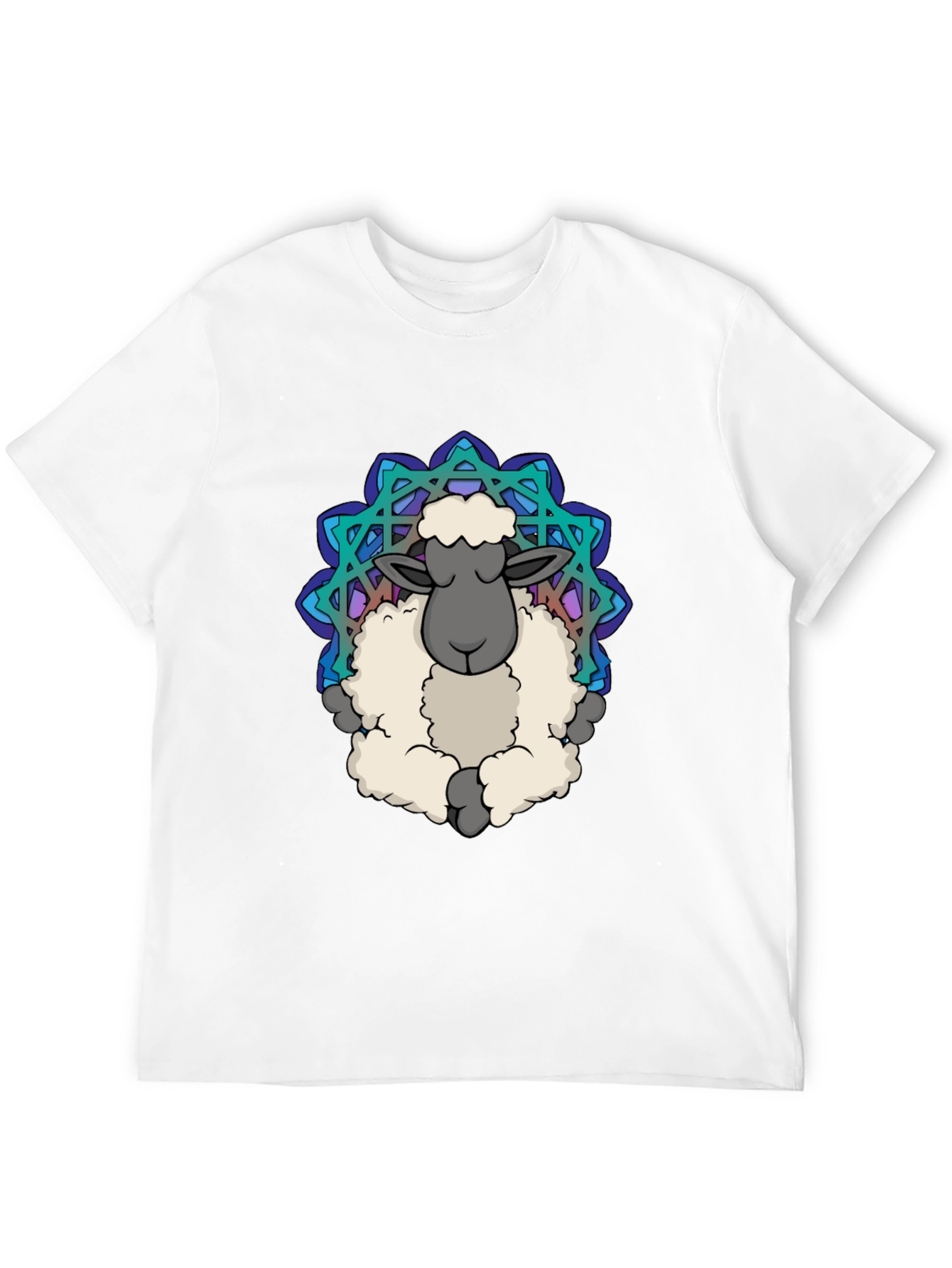 Zen Sheep Mandala T-Shirt - Soft Cotton Comfort
