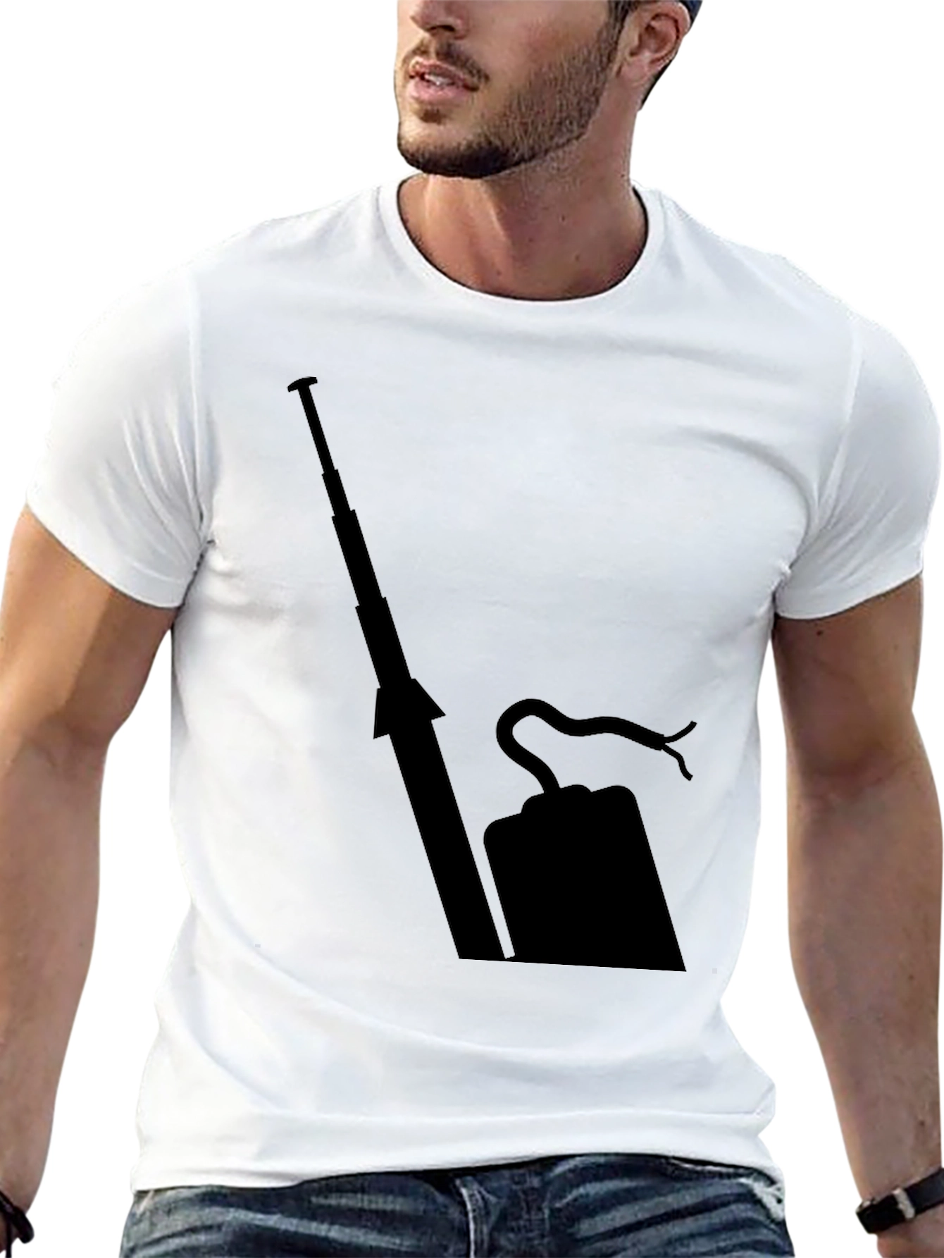 Mens Black T-Shirt with Abstract Print