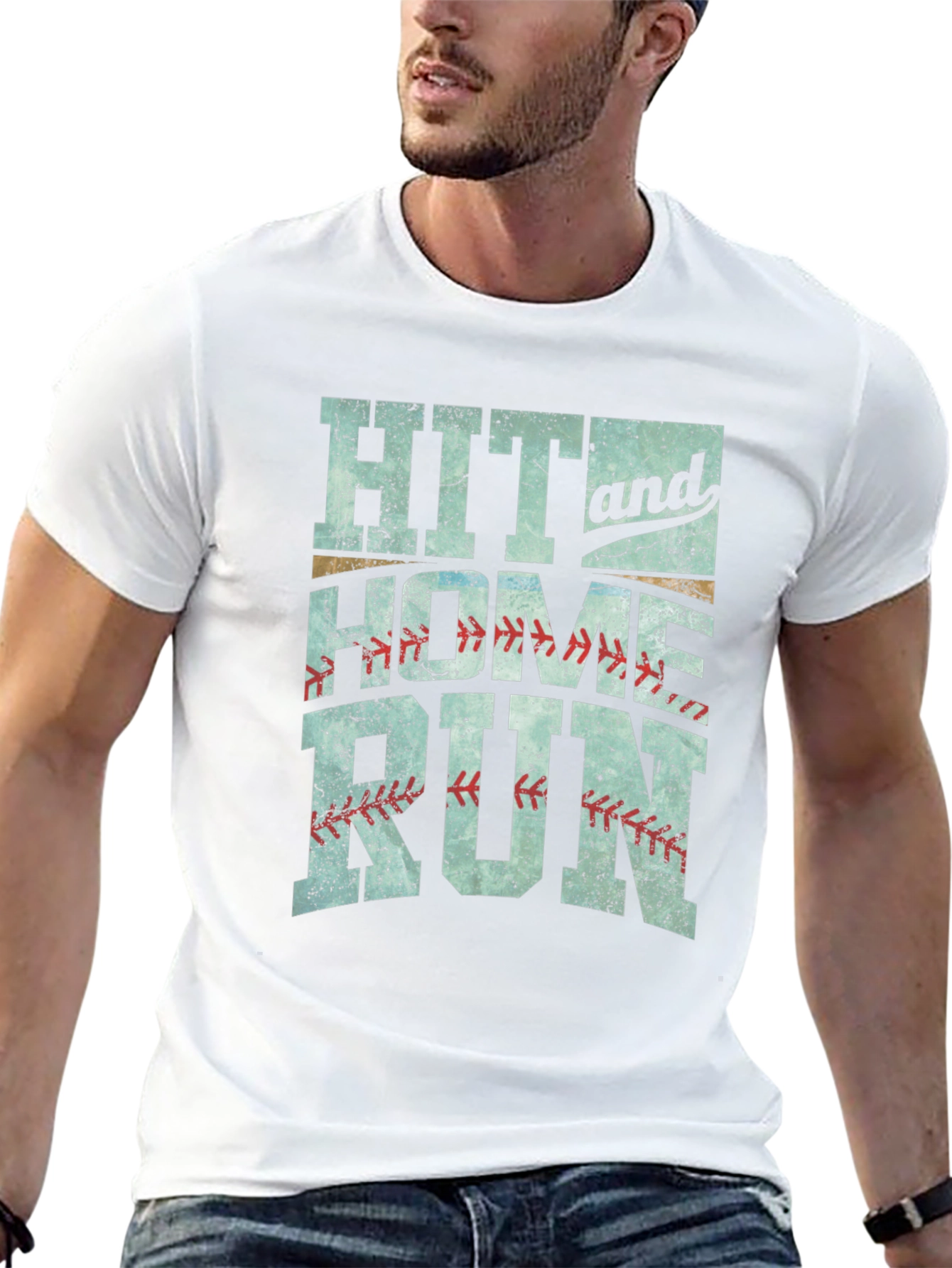Hit and Home Run Graphic T-Shirt Baseball Tee