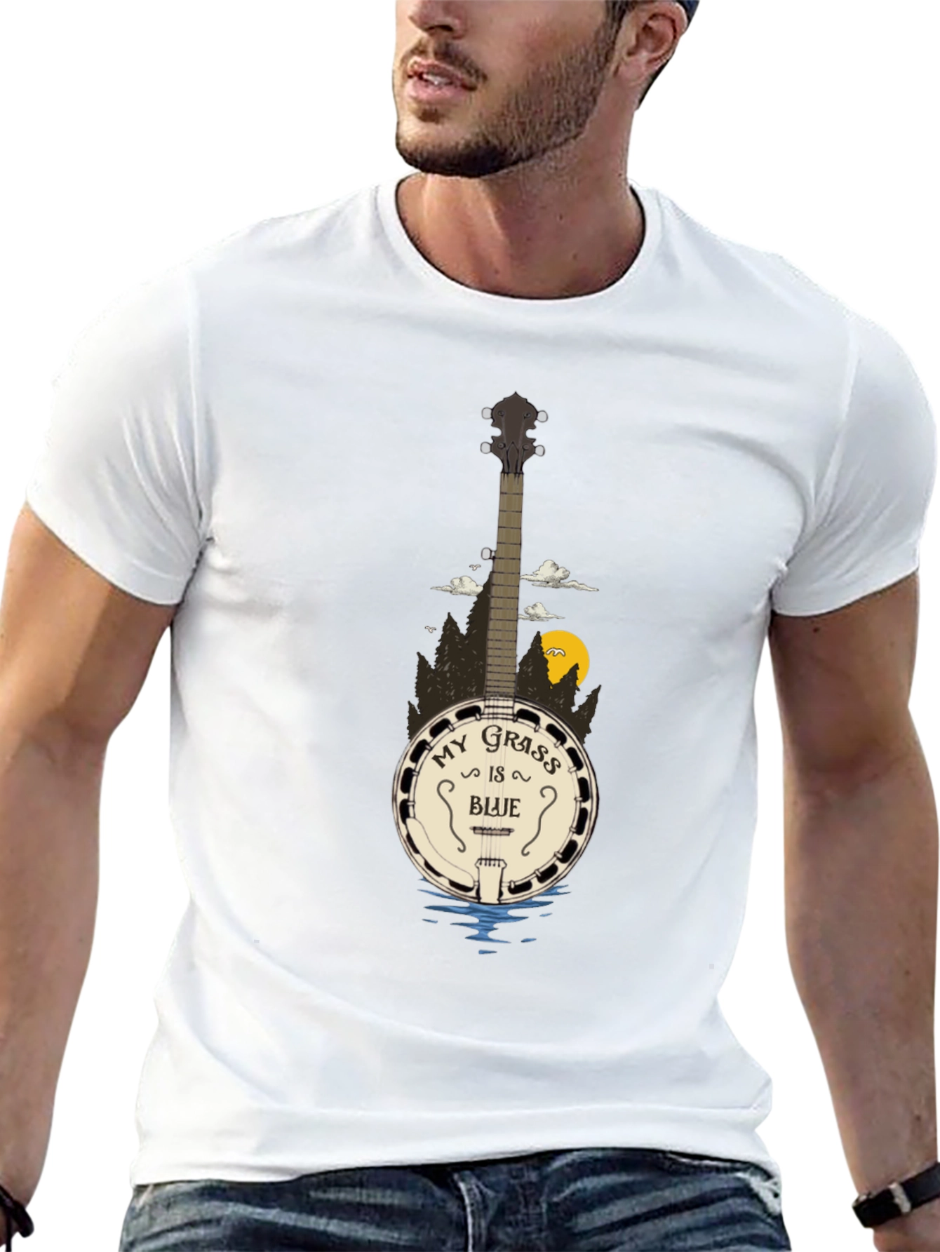 My Grass Is Blue Banjo Graphic T-Shirt