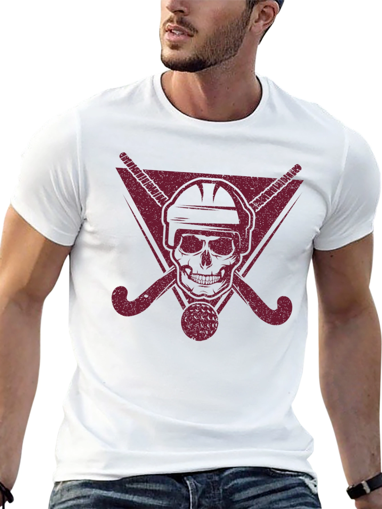 Hockey Skull Graphic Tee - Edgy Sports T-Shirt