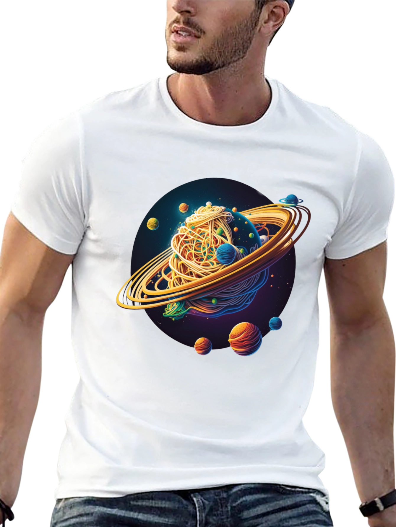 Spaghetti Galaxy Graphic Tee - Unisex Black T-Shirt