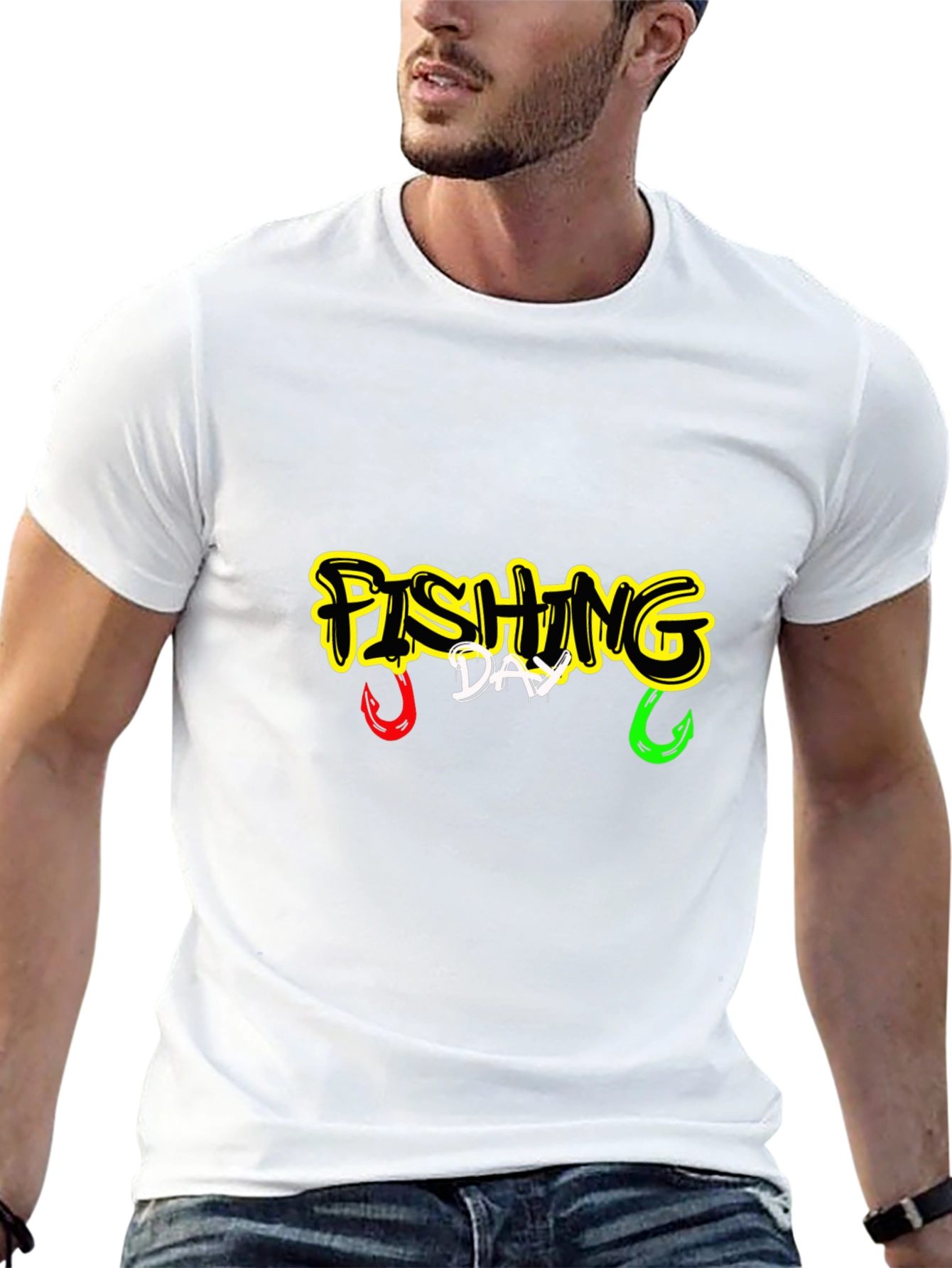 Fishing Day Graphic Tee - Black Cotton Shirt
