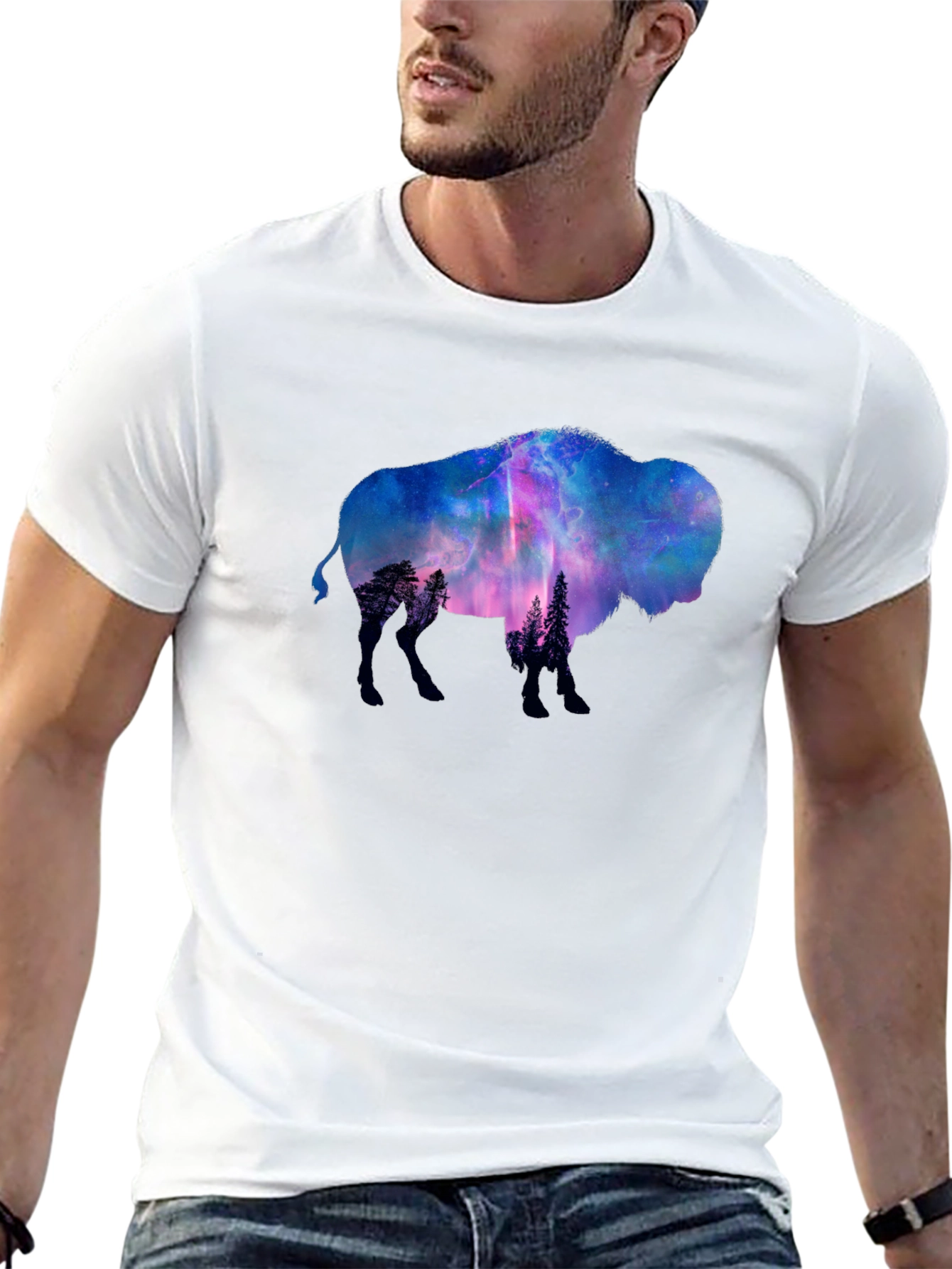 Bison Galaxy Graphic T-Shirt - Black