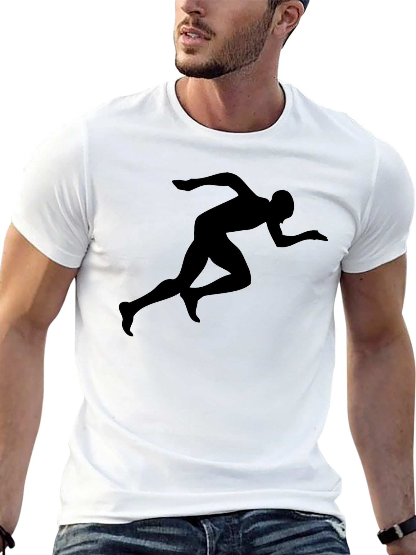 Mens Black Running Silhouette Graphic T-Shirt