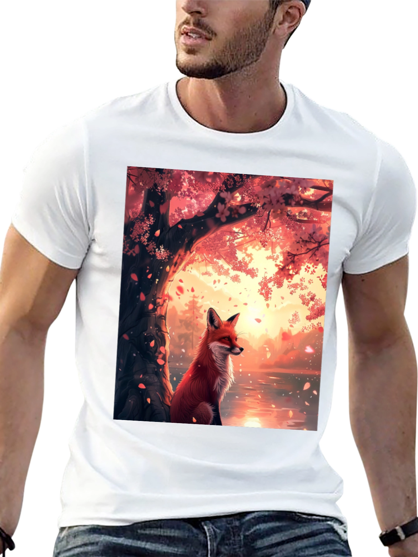 Fox and Cherry Blossom T-Shirt