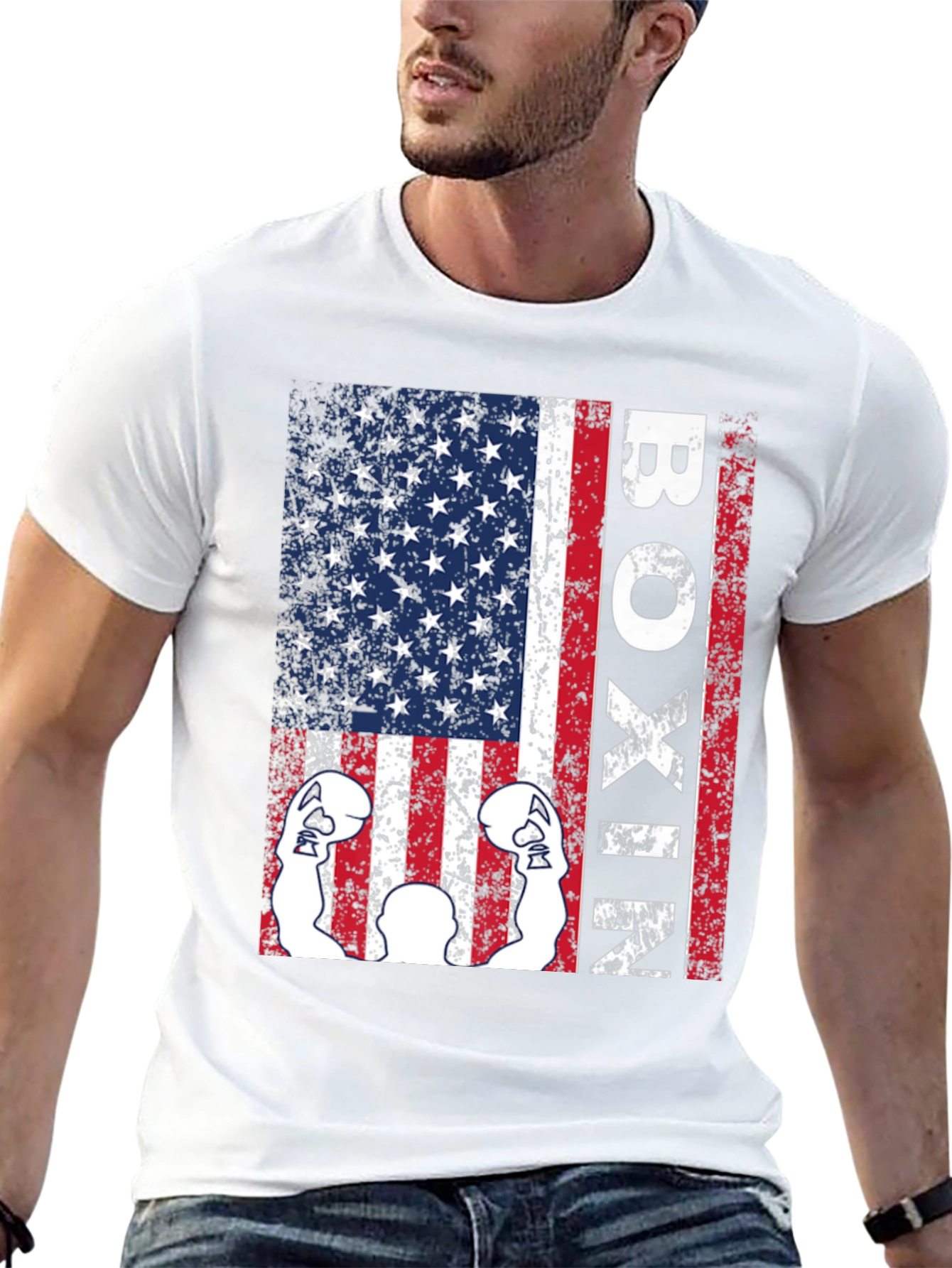 Boxing USA Flag Graphic T-Shirt