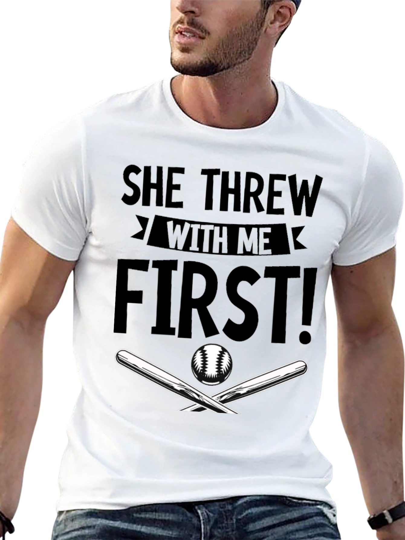She Threw With Me First Baseball T-Shirt