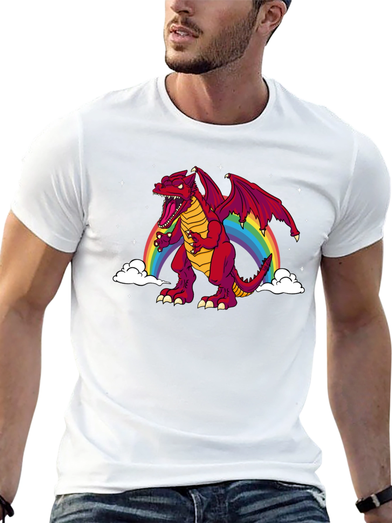 Rainbow Dragon Graphic Tee - Black T-Shirt