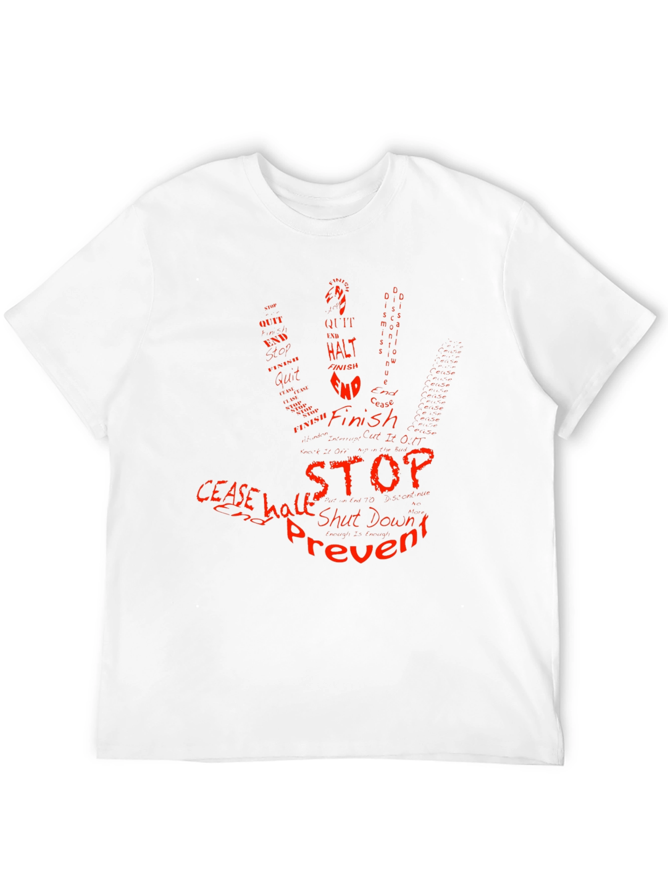 Word Art Hand Stop T-Shirt - Prevent Cease
