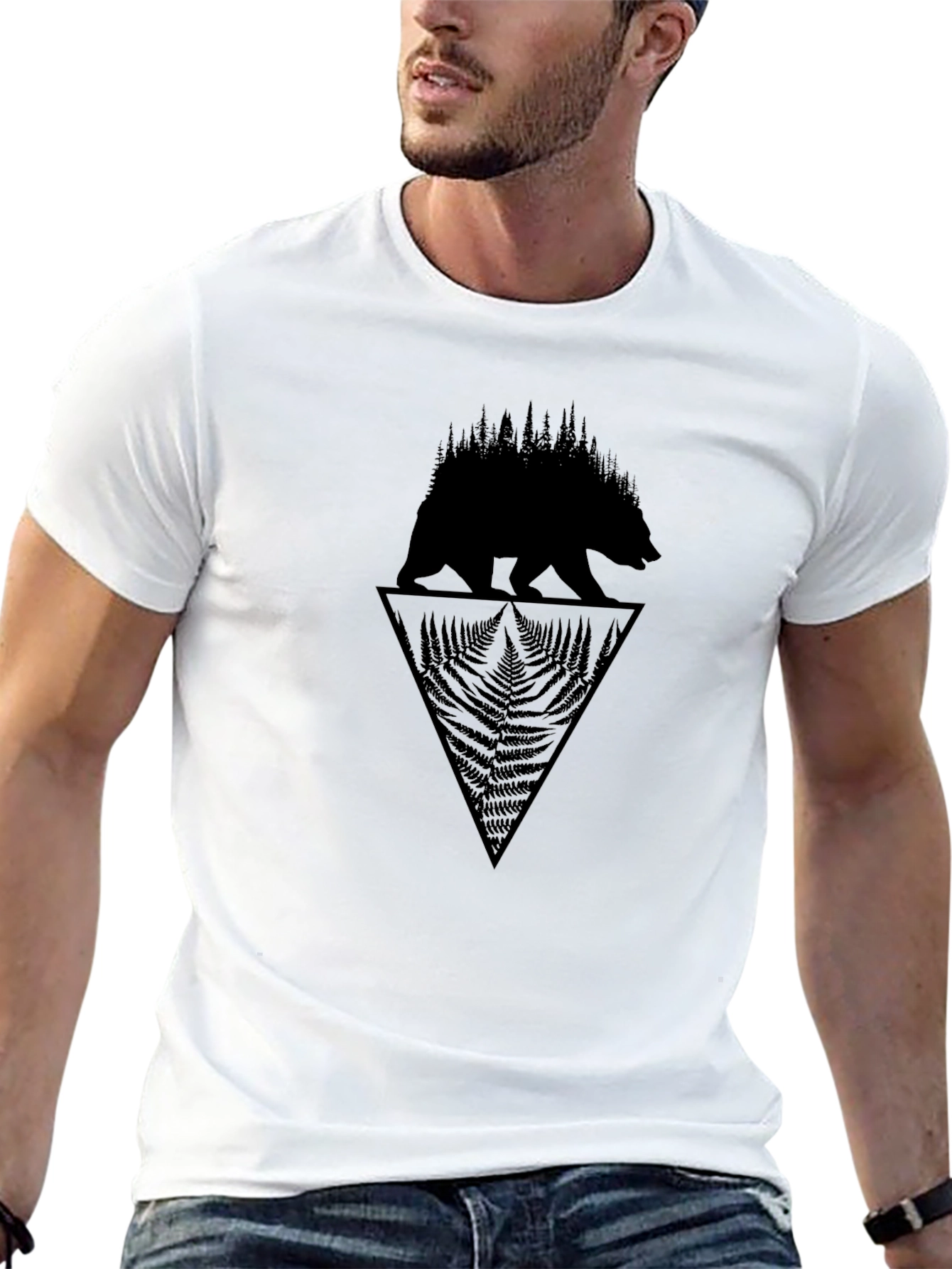 Bear & Forest Graphic Tee - Black T-Shirt