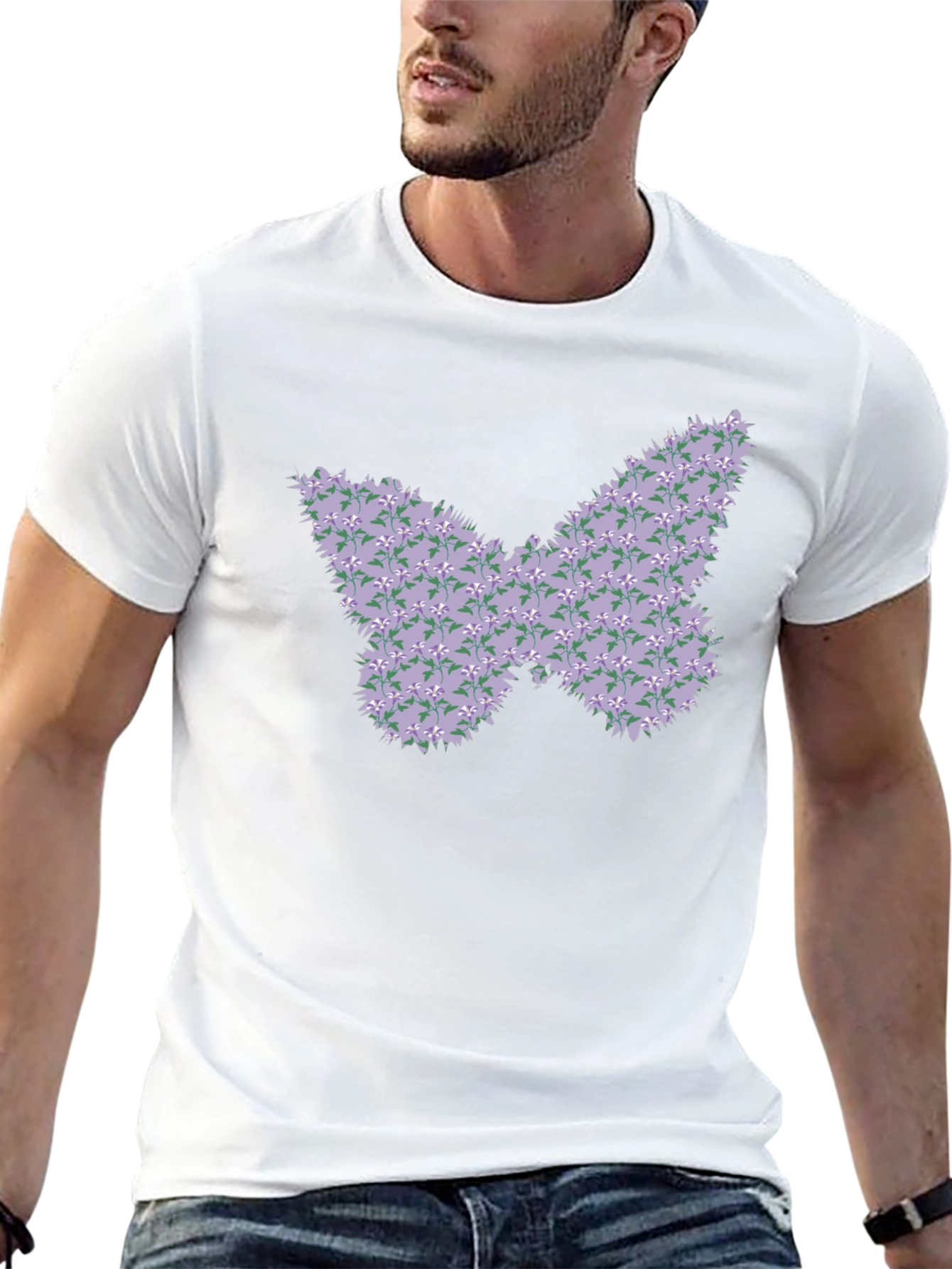 Floral Butterfly Graphic T-Shirt - Casual Tee