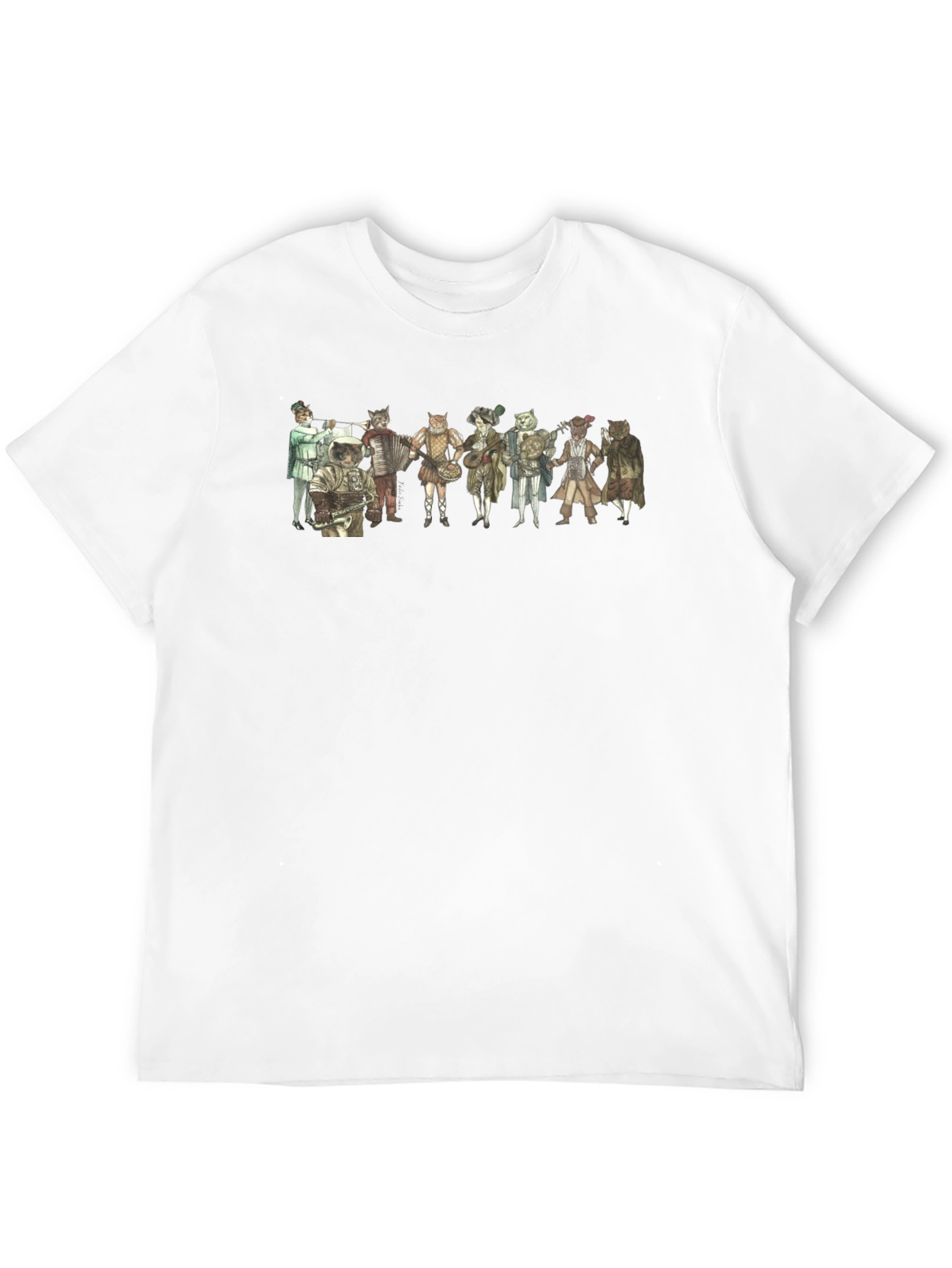 Renaissance Cat Band Black T-Shirt
