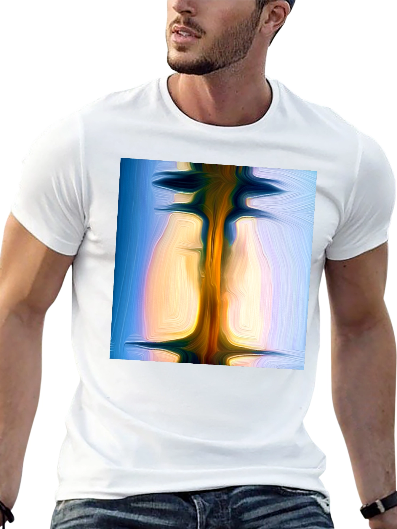 Abstract Art Print Black T-Shirt - Modern Style