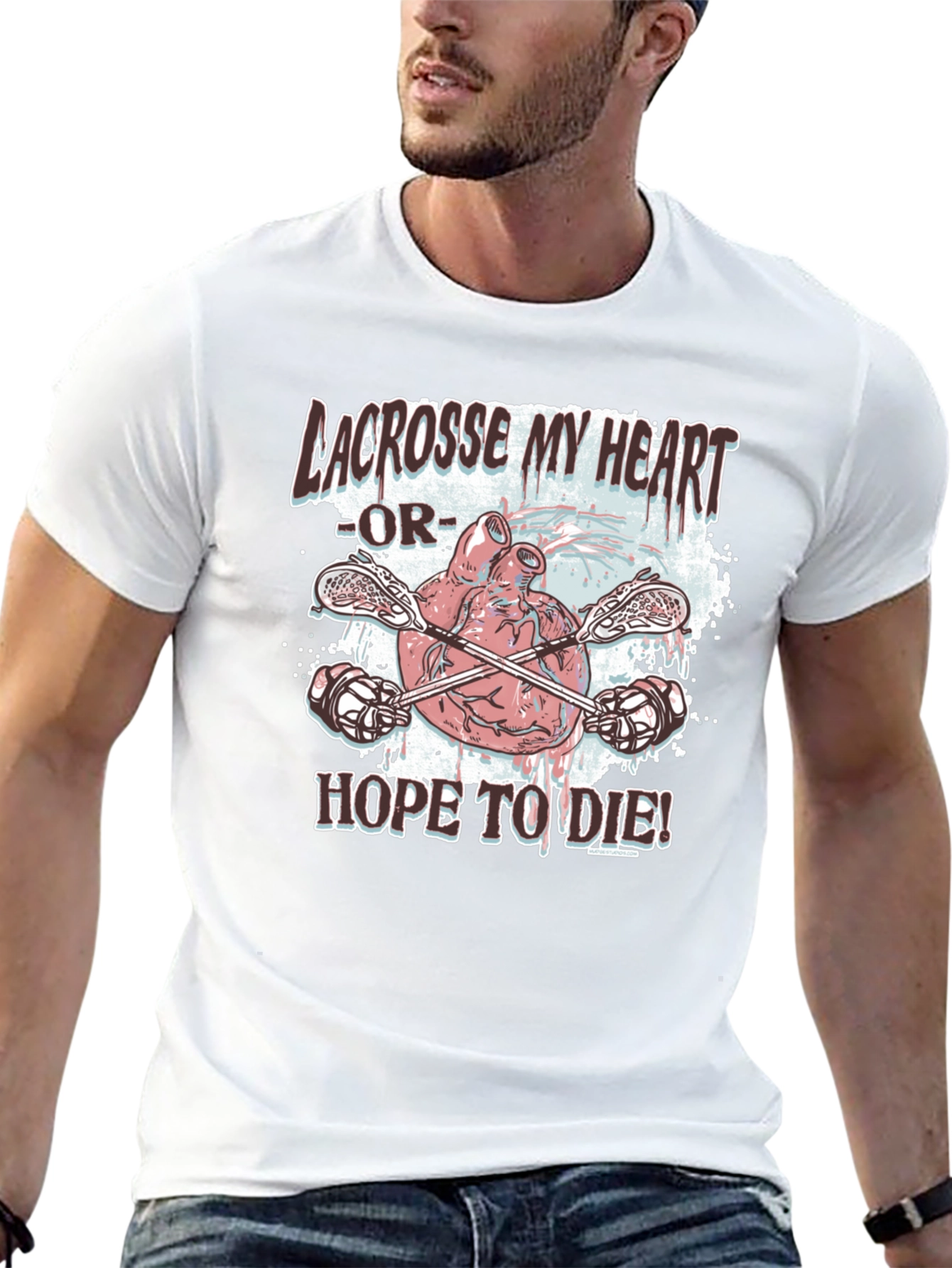 Lacrosse My Heart Graphic T-Shirt