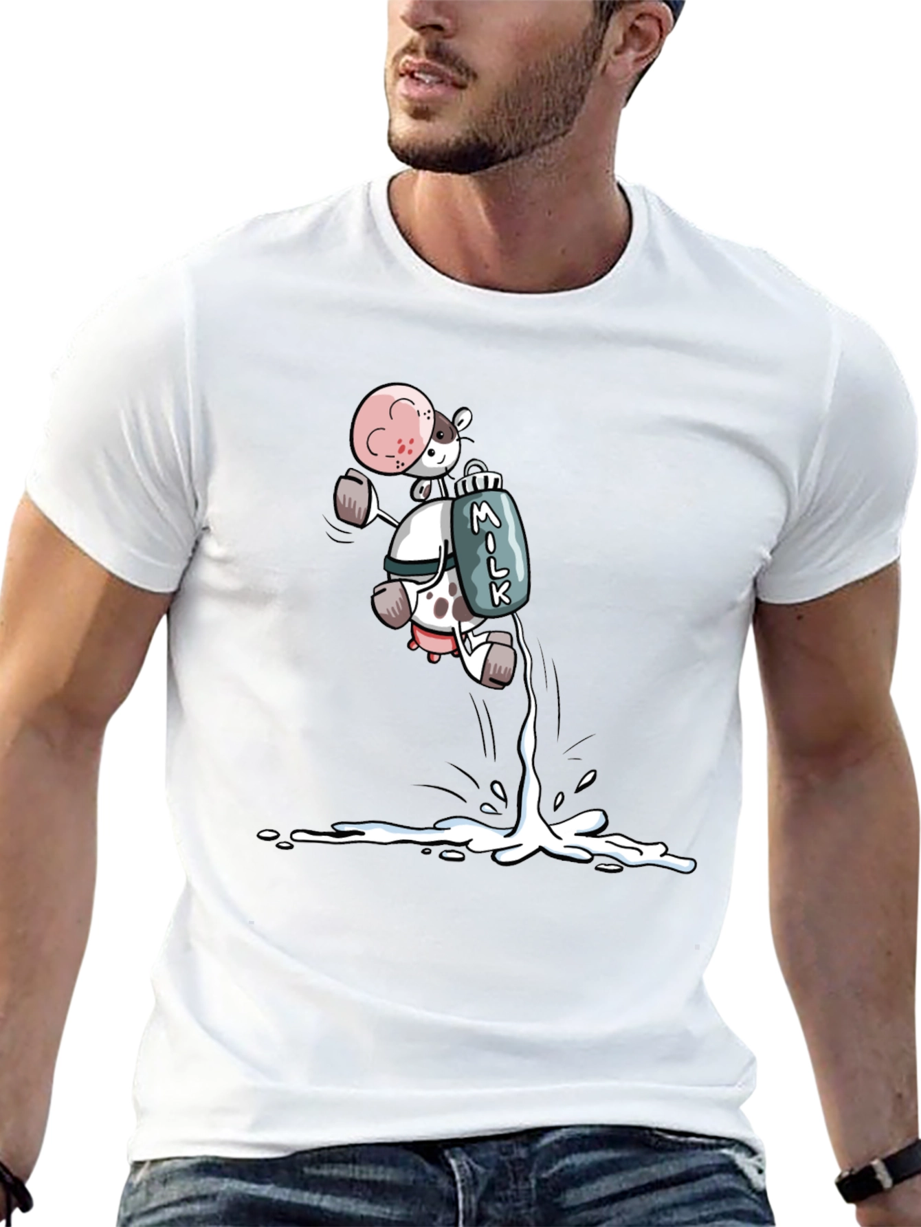 Cartoon Cow Milk T-Shirt