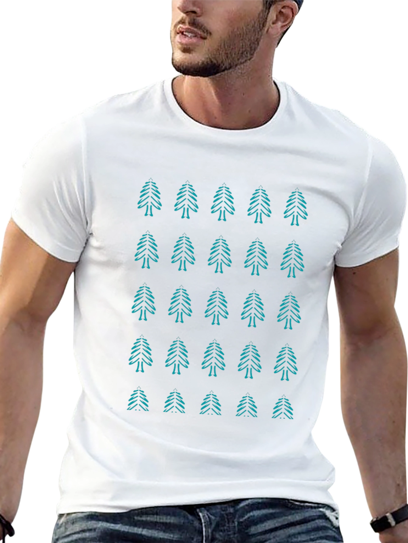 Evergreen Pattern Black T-Shirt