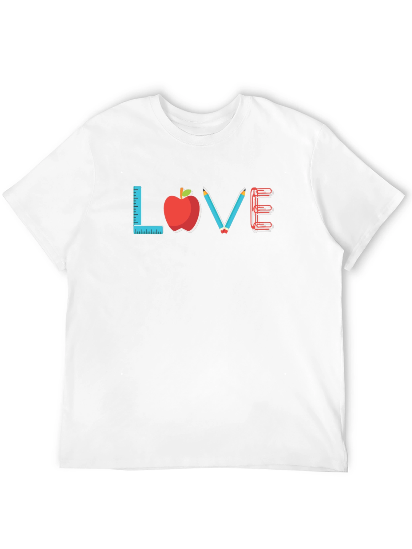 Teacher Love T-Shirt: Ruler Apple Pencils Notebook