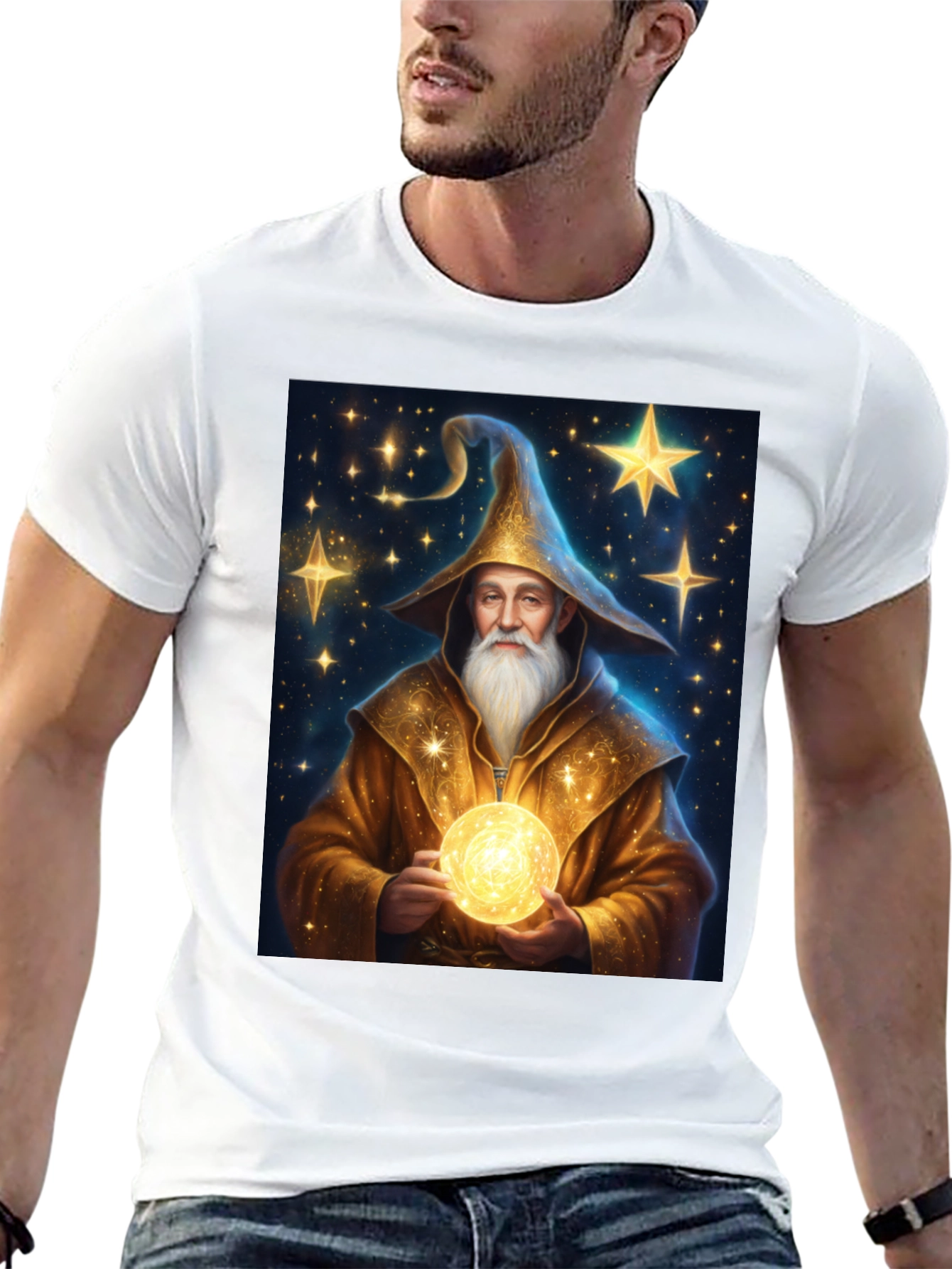 Wizard Graphic Tee - Black Cotton Blend