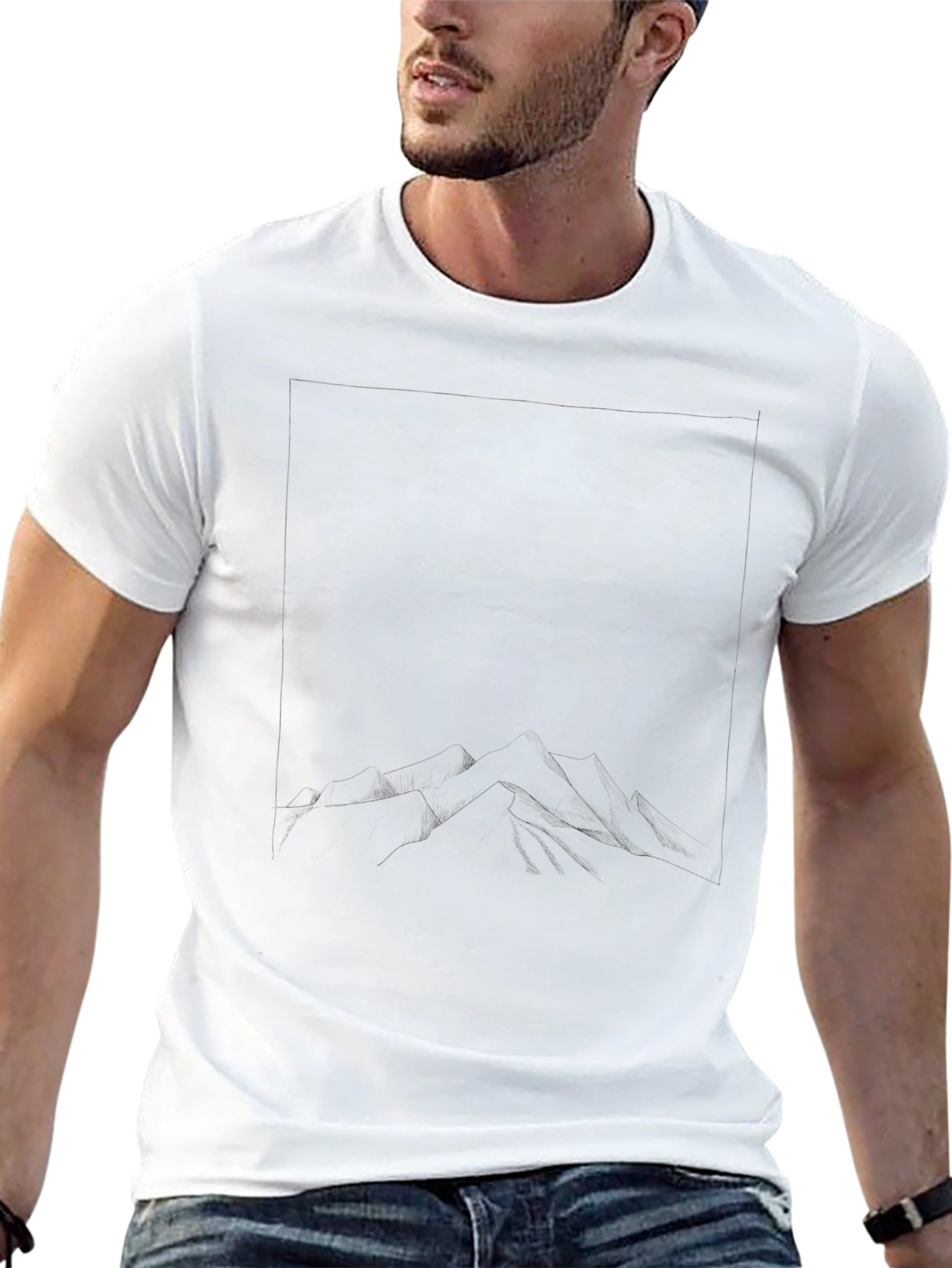 Mens Black Graphic Tee - Mountainscape Design