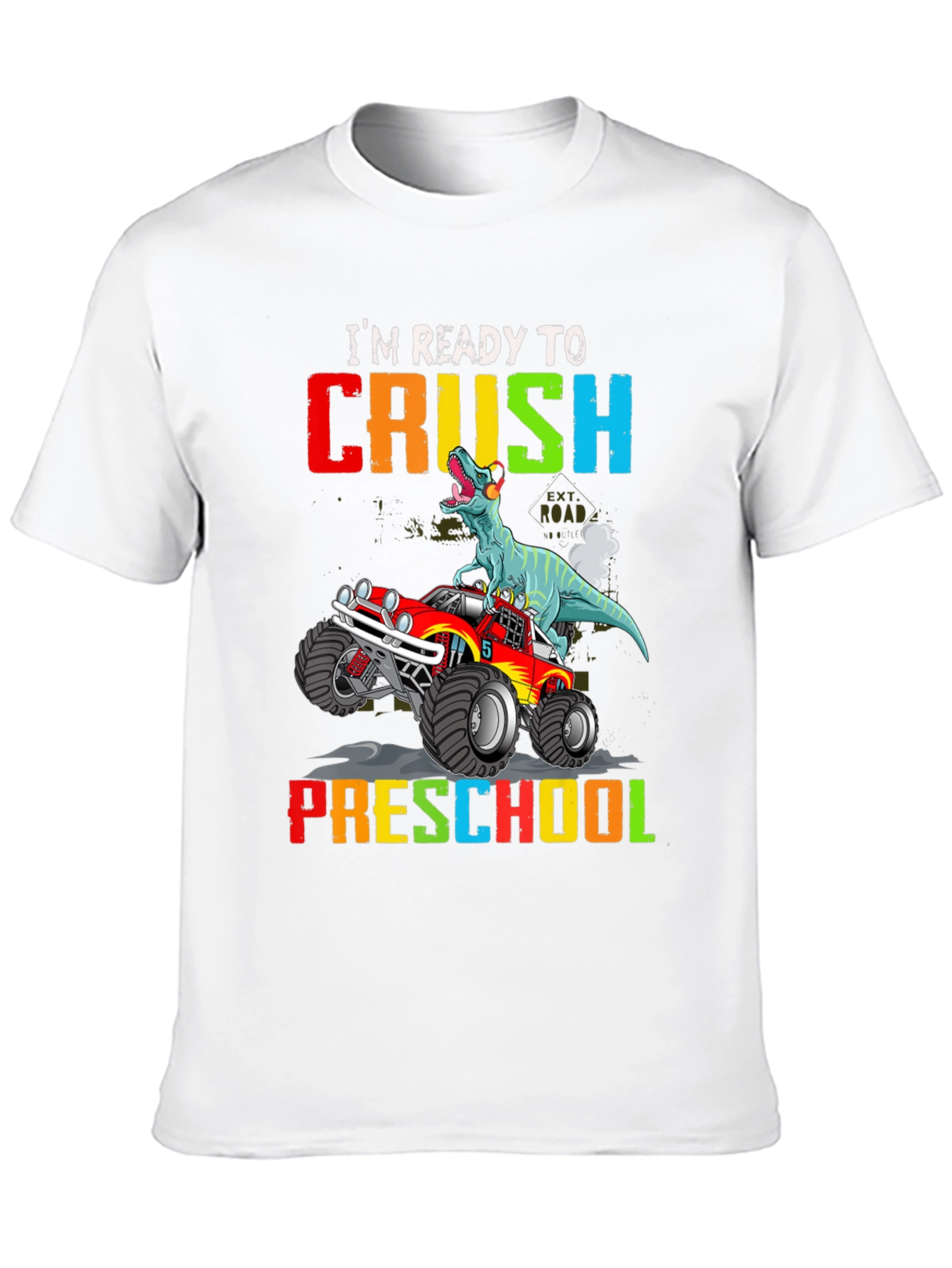 Ready to Crush Preschool Dinosaur Monster Truck T-Shirt