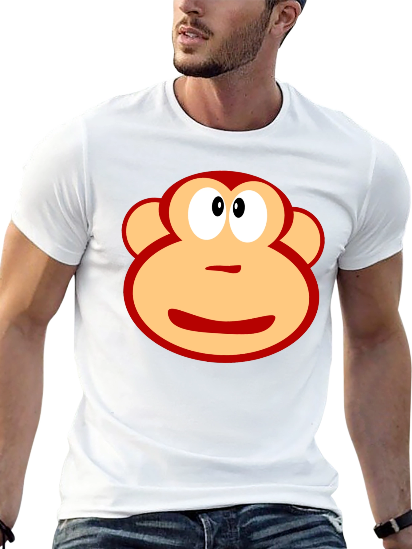 Fun Monkey Face Graphic Black T-Shirt