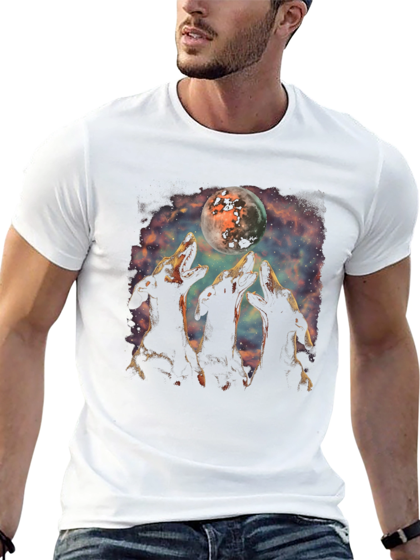 Wolf Howling at Moon T-Shirt
