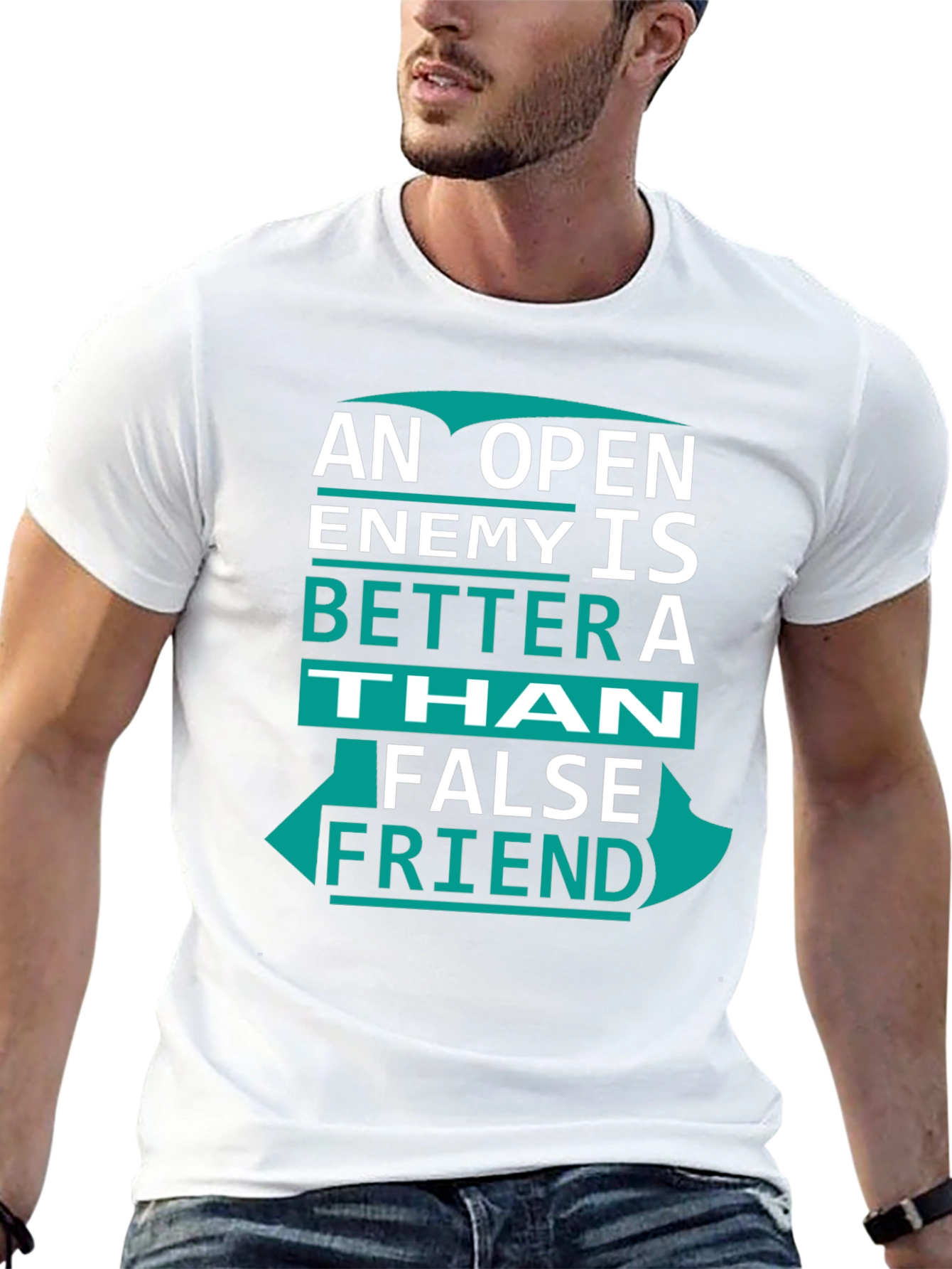Open Enemy Tee: Better Than False Friend Graphic T-Shirt