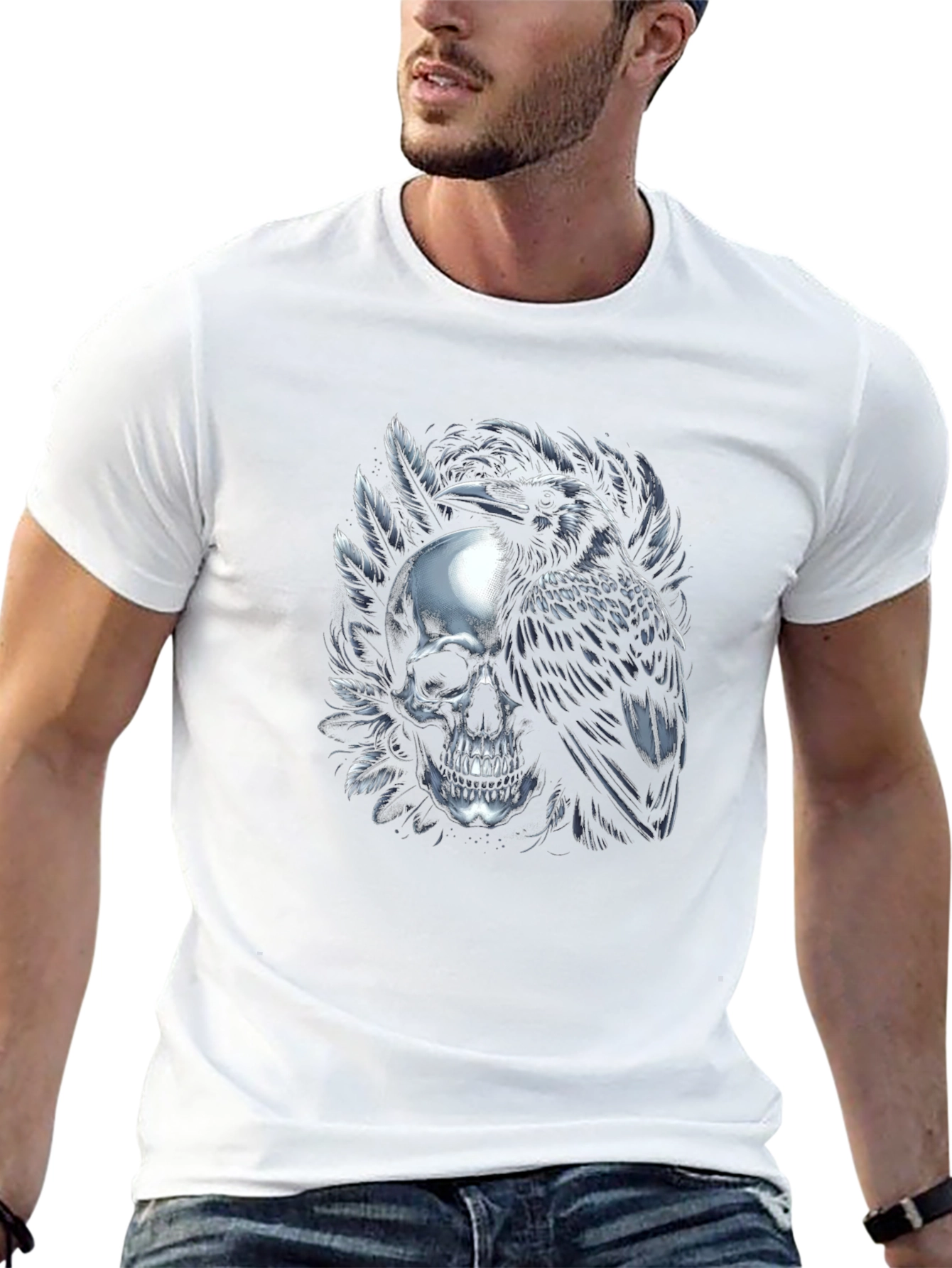 Raven Skull T-Shirt - Gothic Style