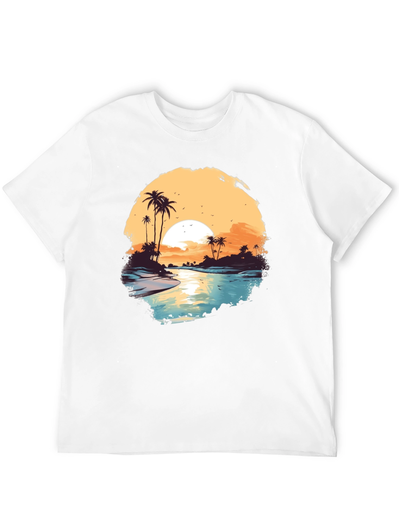 Tropical Sunset Graphic Tee - Black