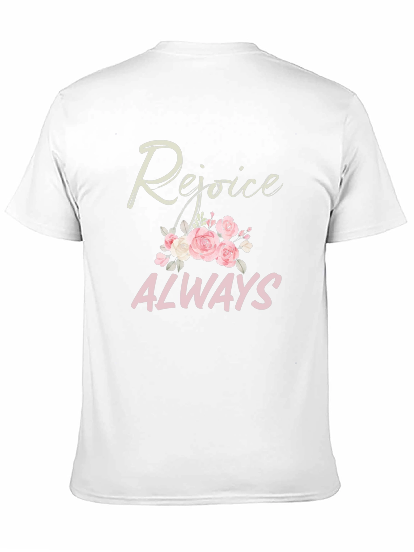 Rejoice Always Black T-Shirt with Floral Design