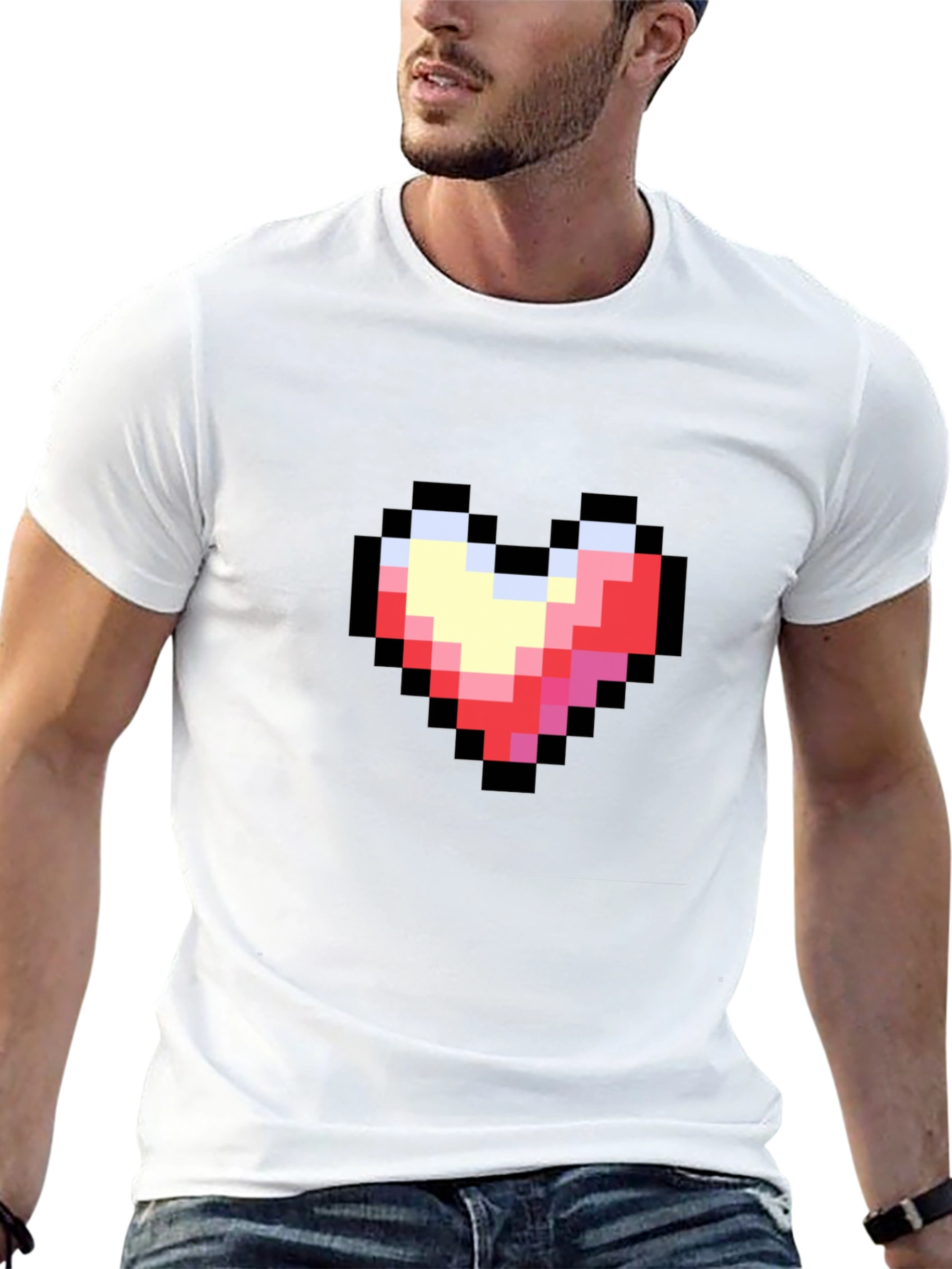 Pixel Heart Black T-Shirt - Retro Gaming Style