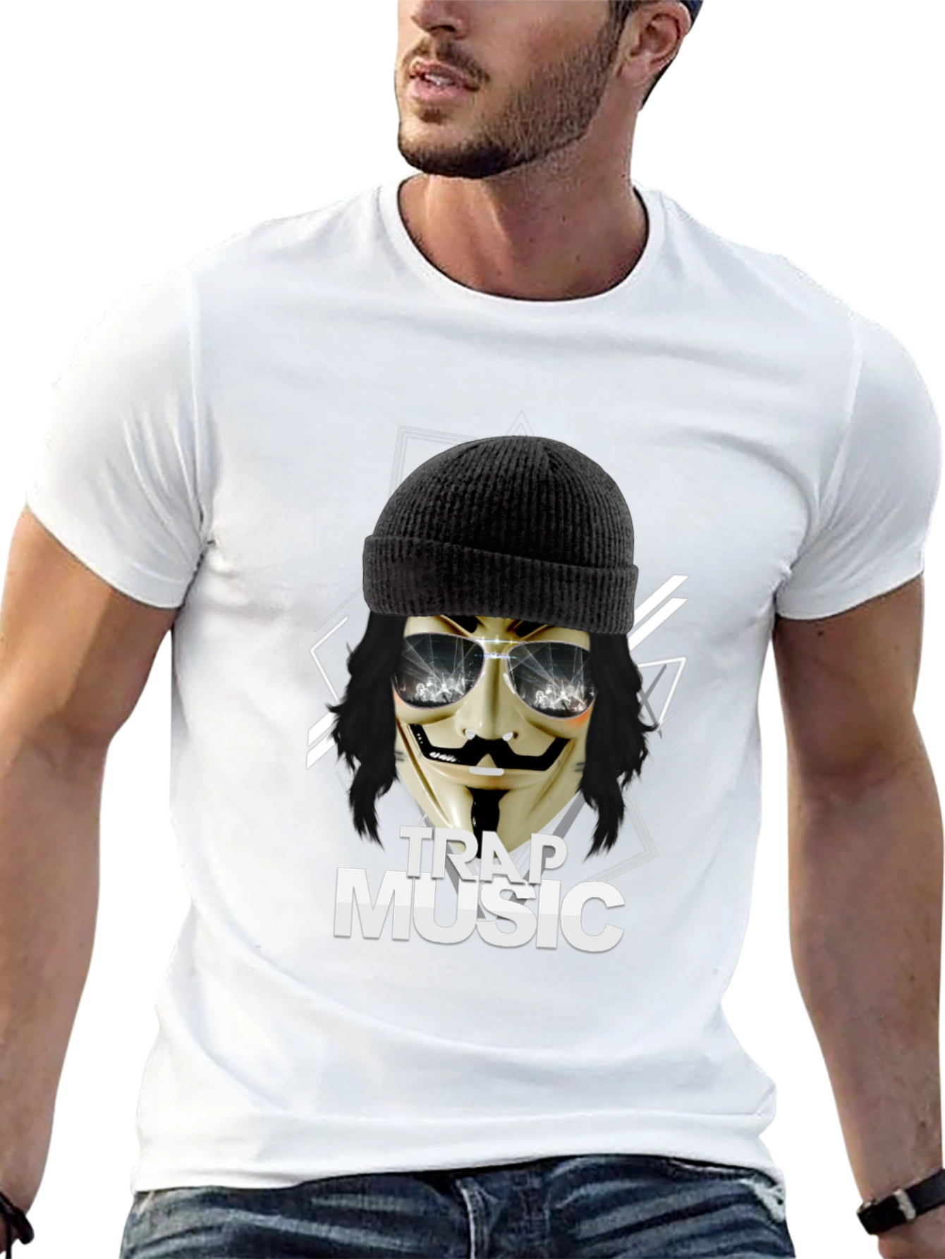 Trap Music Black Graphic Tee for Men