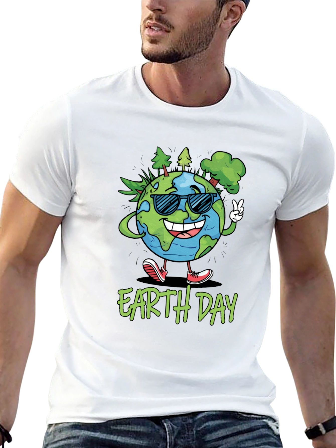 Earth Day T-Shirt - Cartoon Globe Graphic Tee