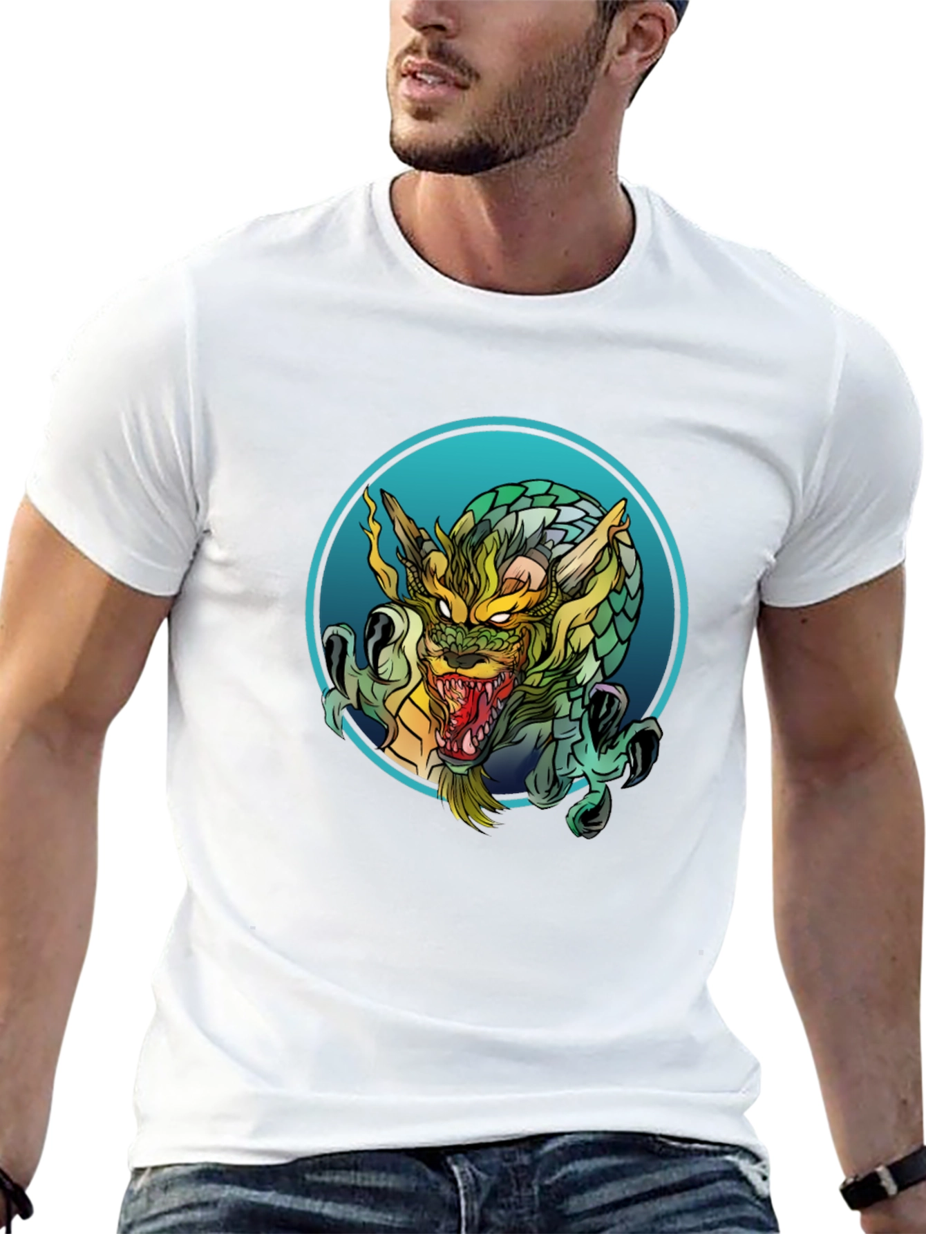 Dragon Graphic Print Black T-Shirt
