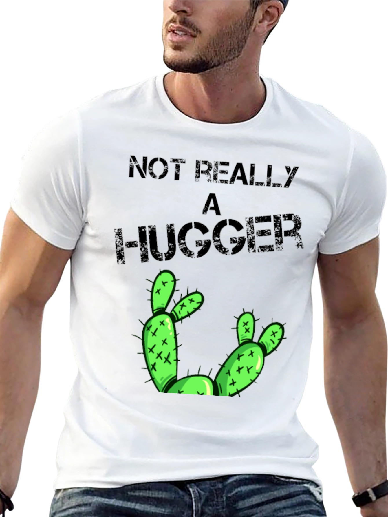 Not Really A Hugger Cactus Graphic T-Shirt