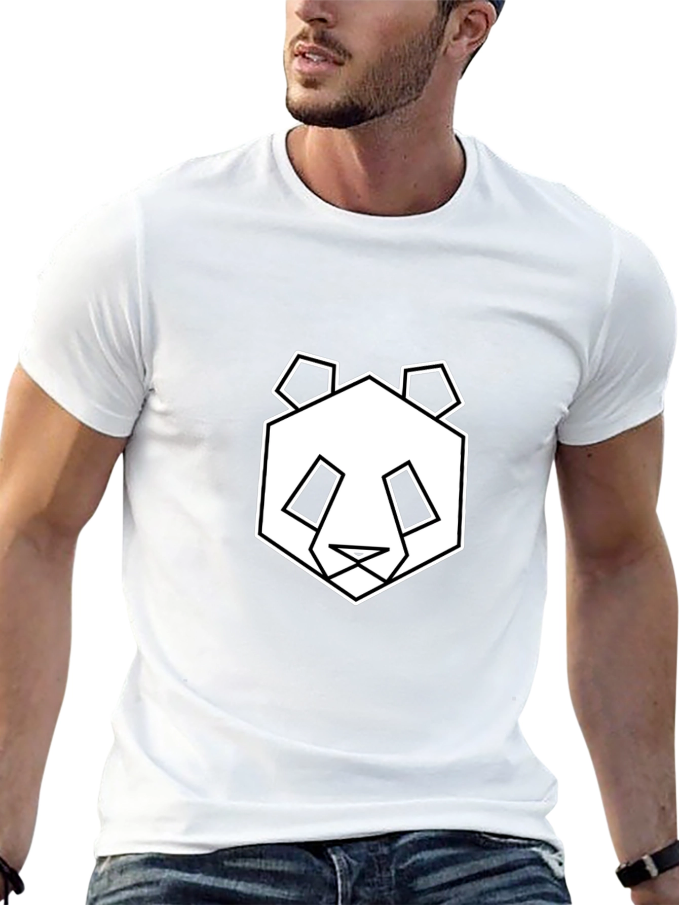 Geometric Panda Graphic Tee - Black