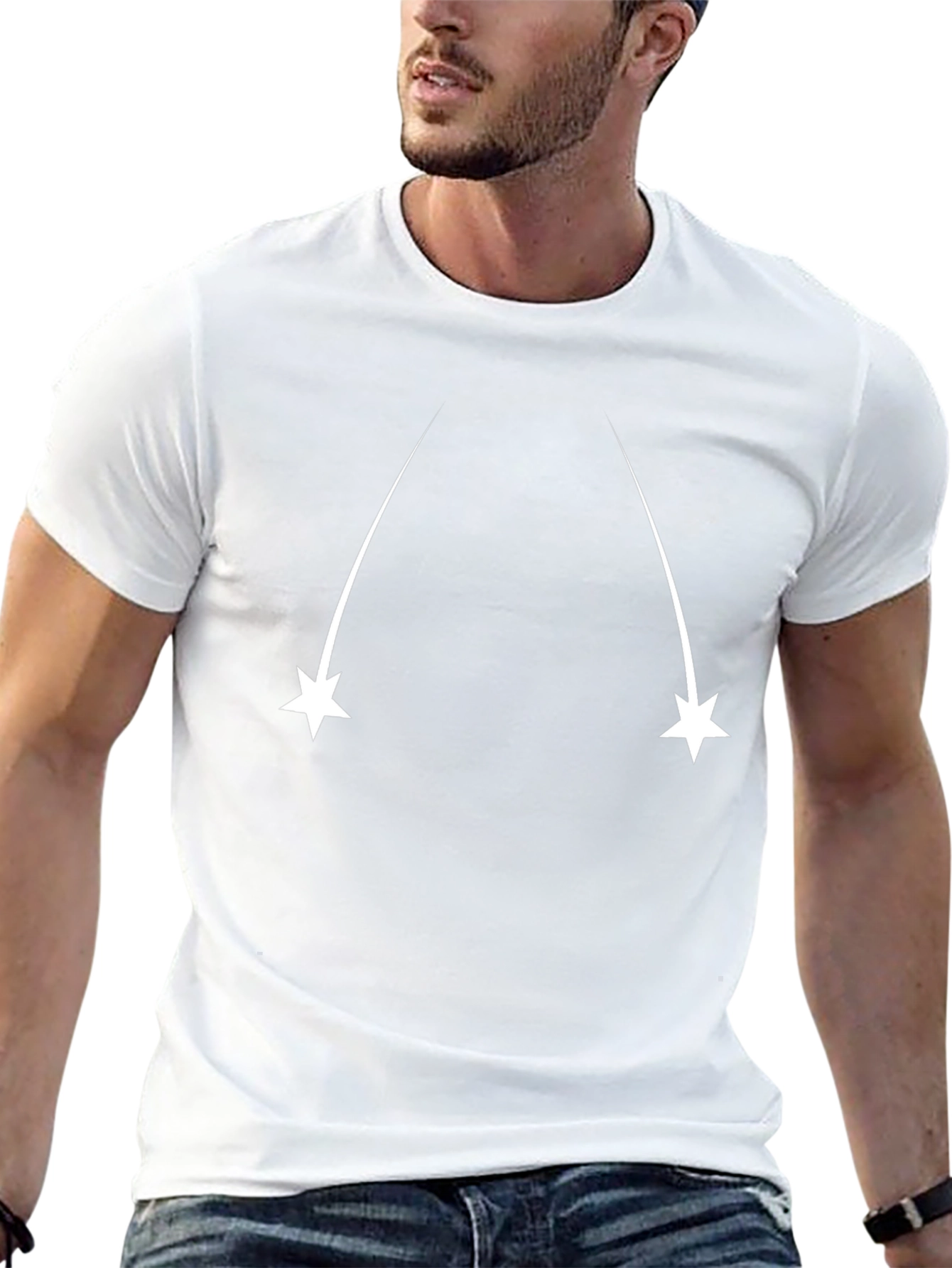 Mens Black T-Shirt with Falling Star Design