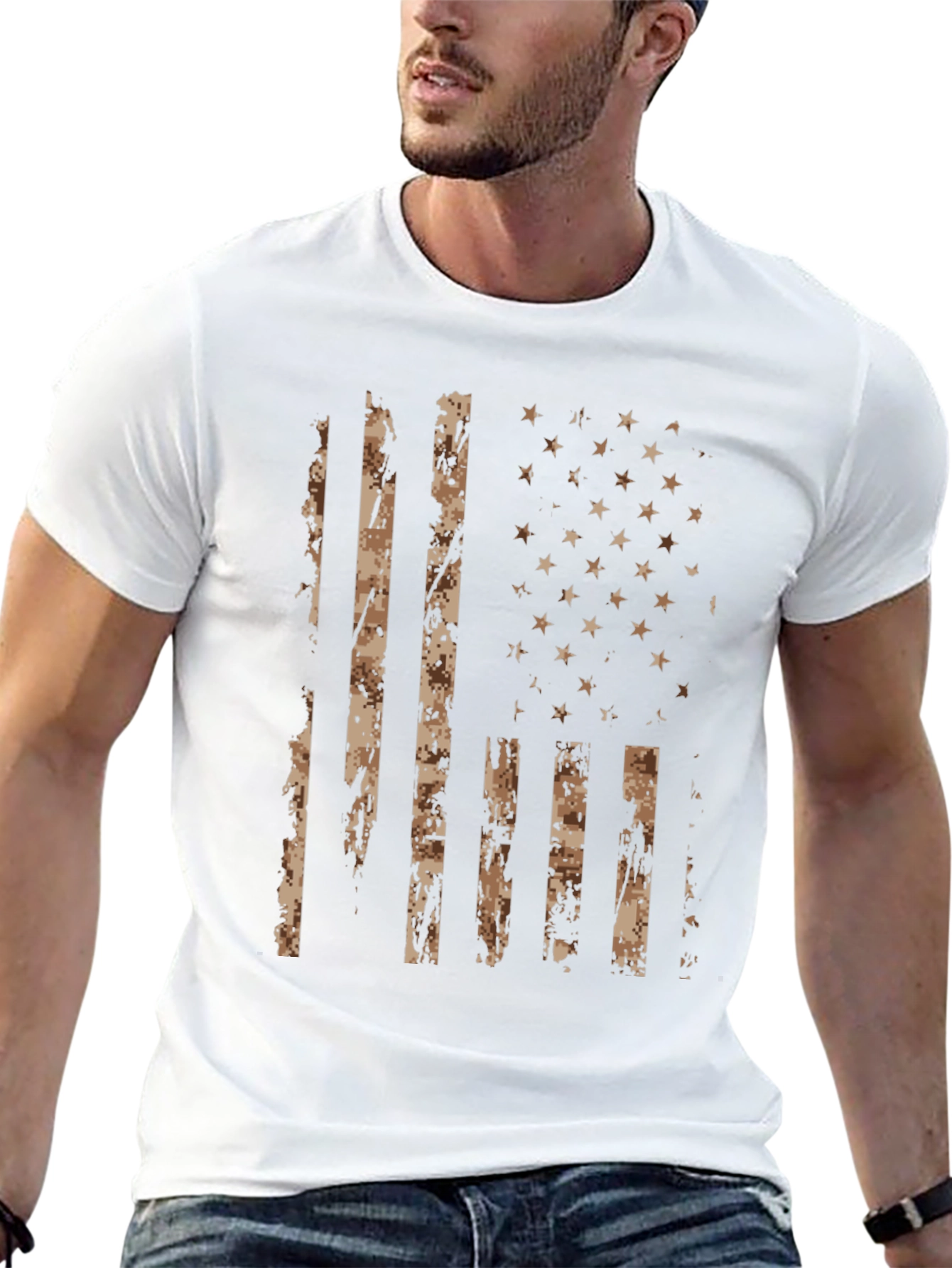 Camouflage American Flag Graphic T-Shirt