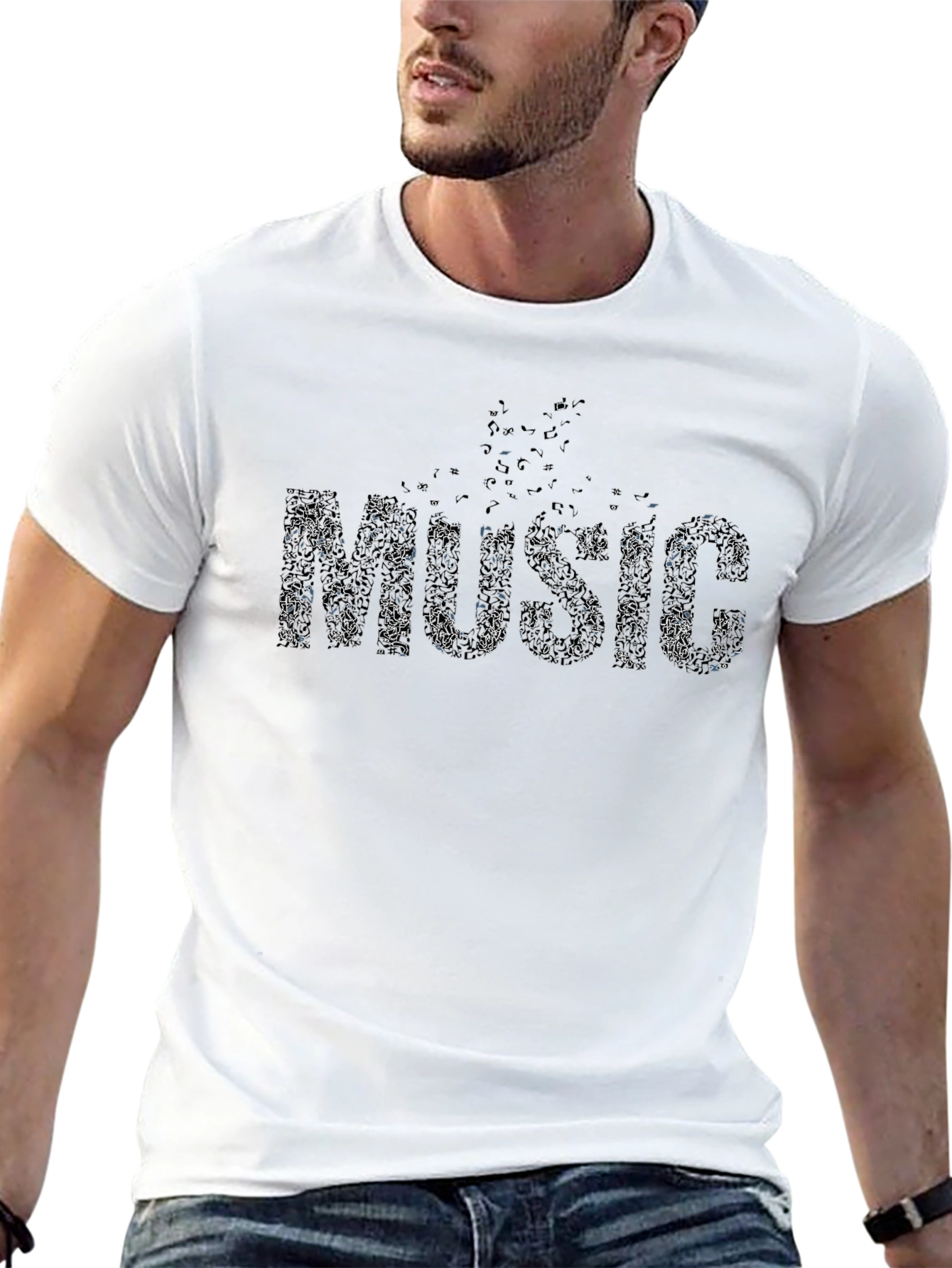 Music Notes Black T-Shirt