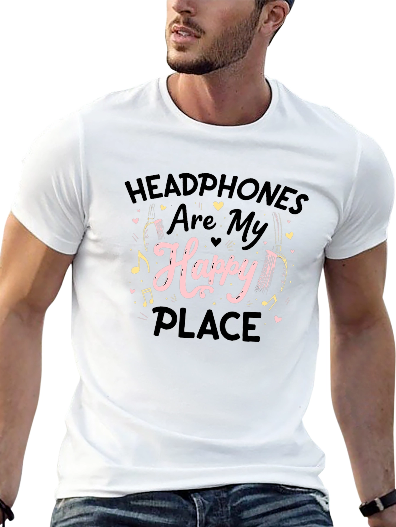Headphones Are My Happy Place Graphic T-Shirt