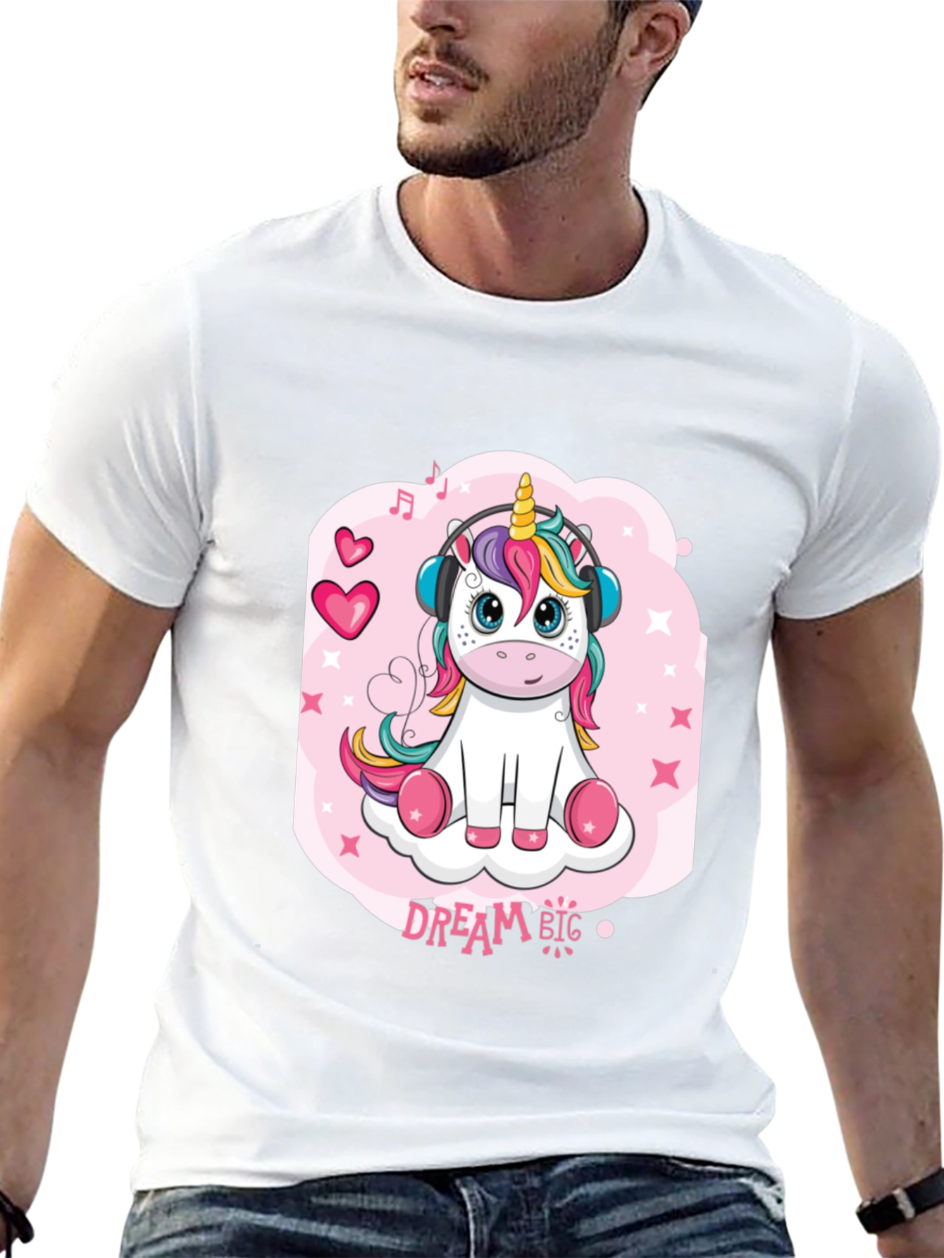 Cute Unicorn Dream Big Black T-Shirt