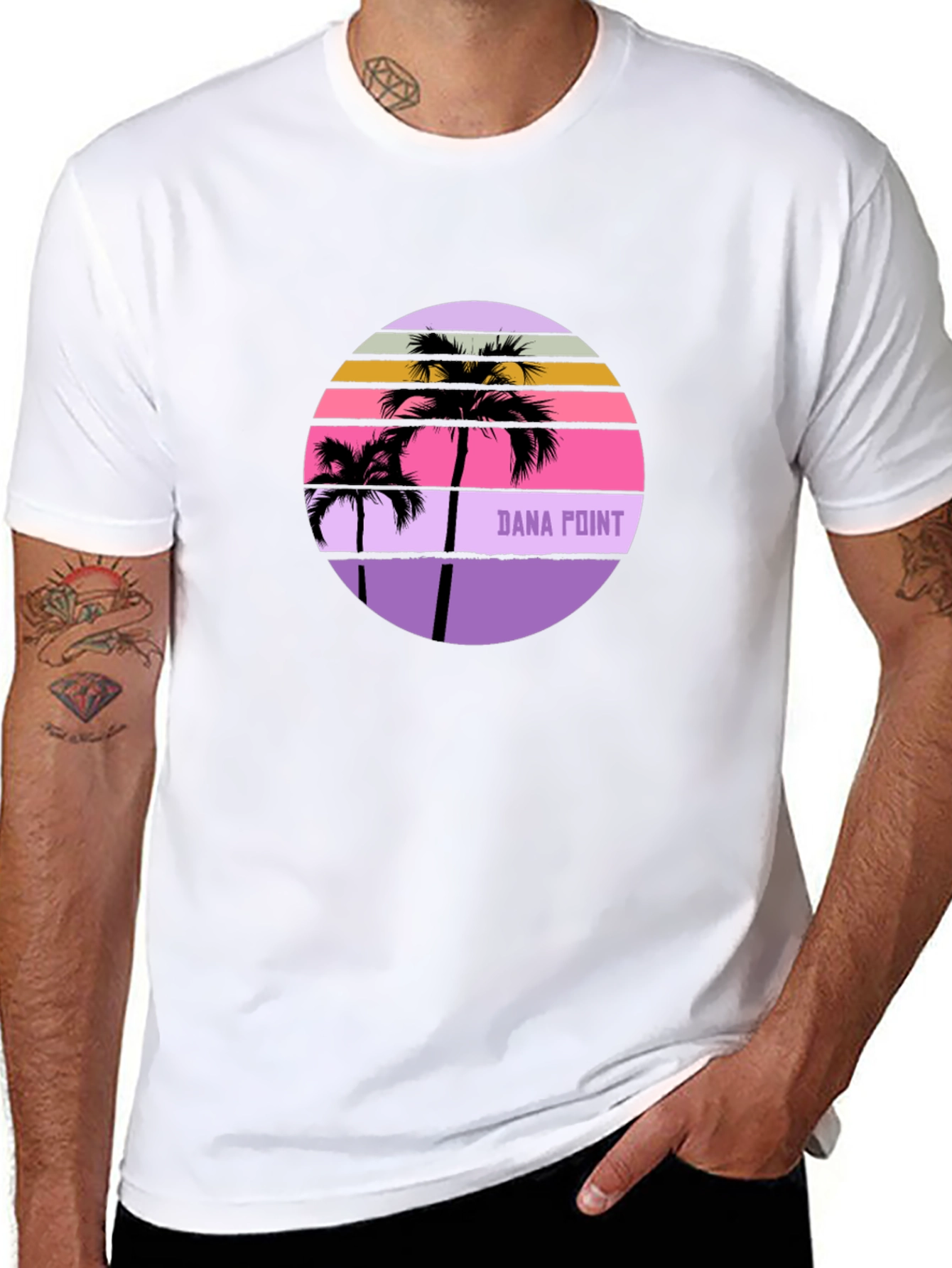 Dana Point Palm Tree Sunset Graphic Tee - Black