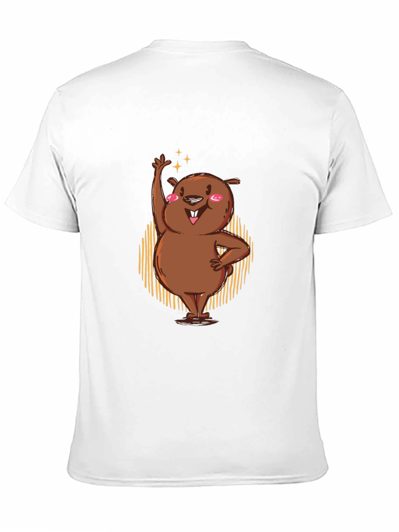 Funny Cartoon Beaver Waving Graphic Tee
