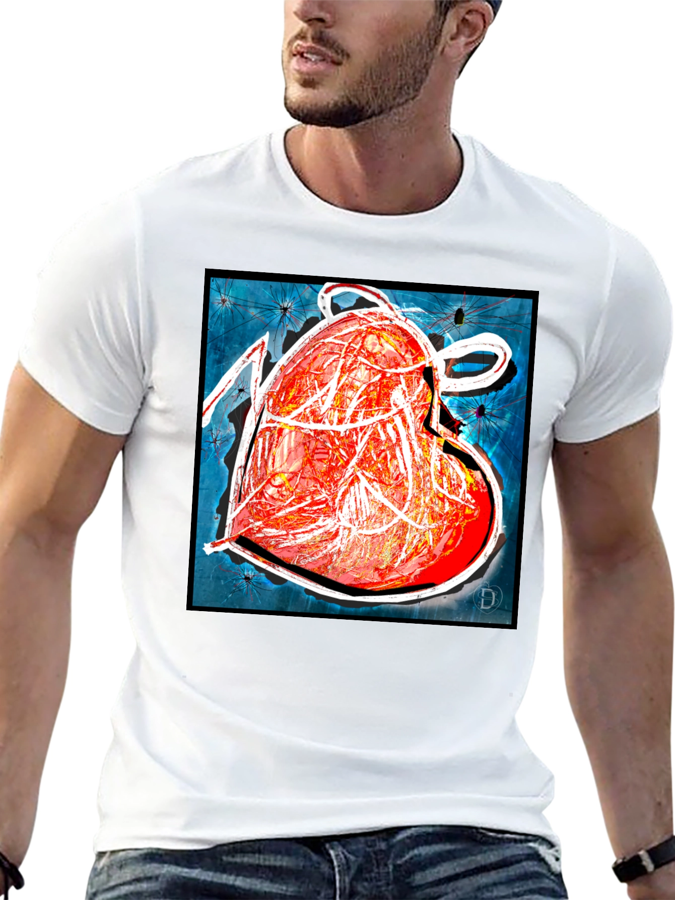 Abstract Heart Graphic T-Shirt - Modern Art Tee