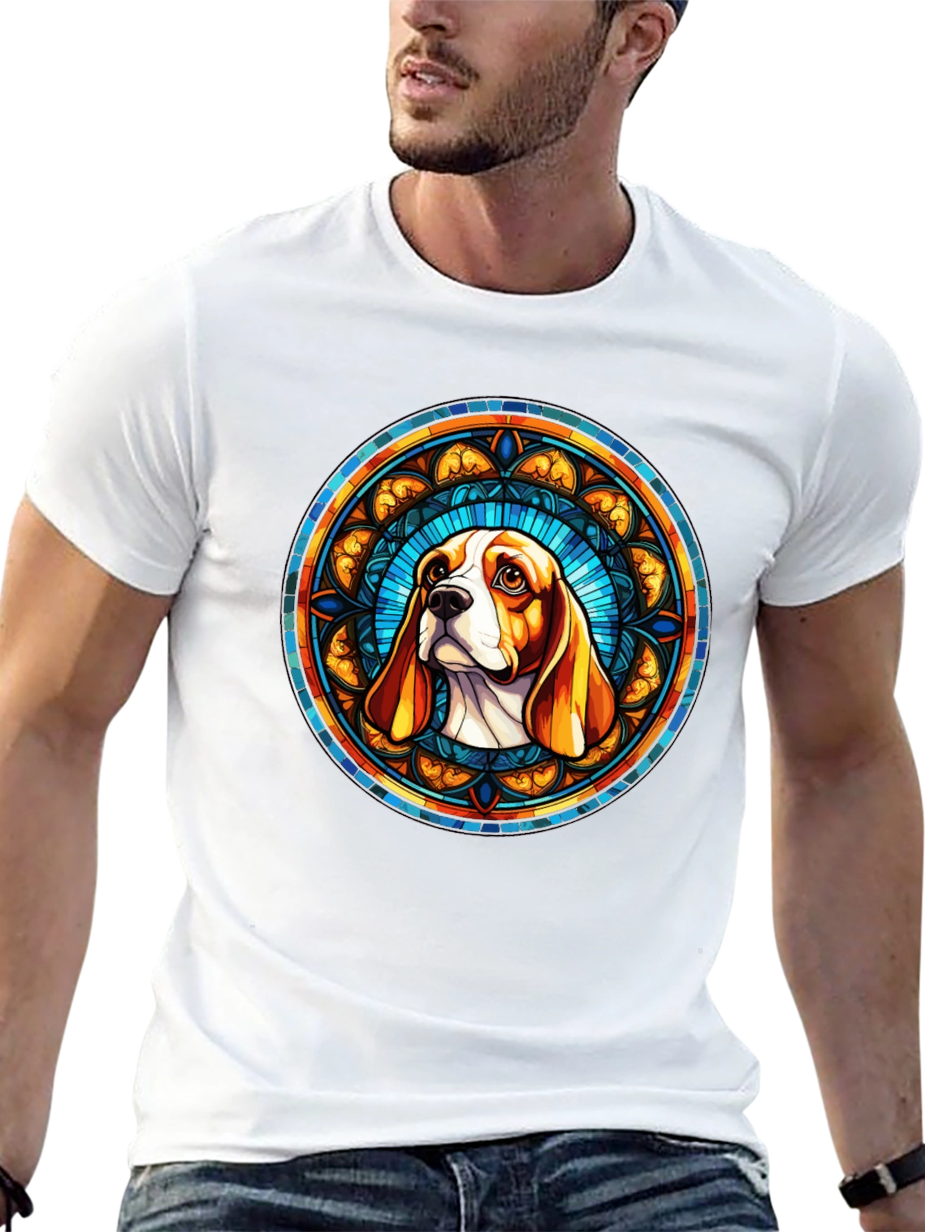 Dog Breed Art T-Shirt | Stained Glass Beagle Tee